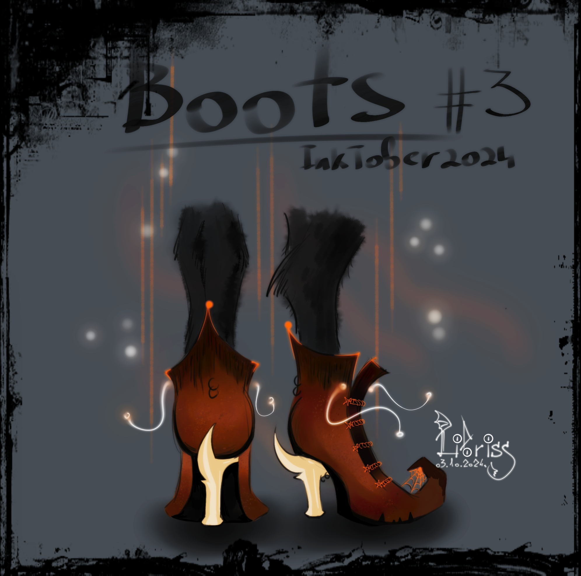 #3 Boots - My, Inktober, Drawing, Painting, Graphics tablet, Mypaint, Challenge, Self-taught artist, cat, Cat lovers, Paws, Boots, Boots, Junior Academy of Artists, Longpost