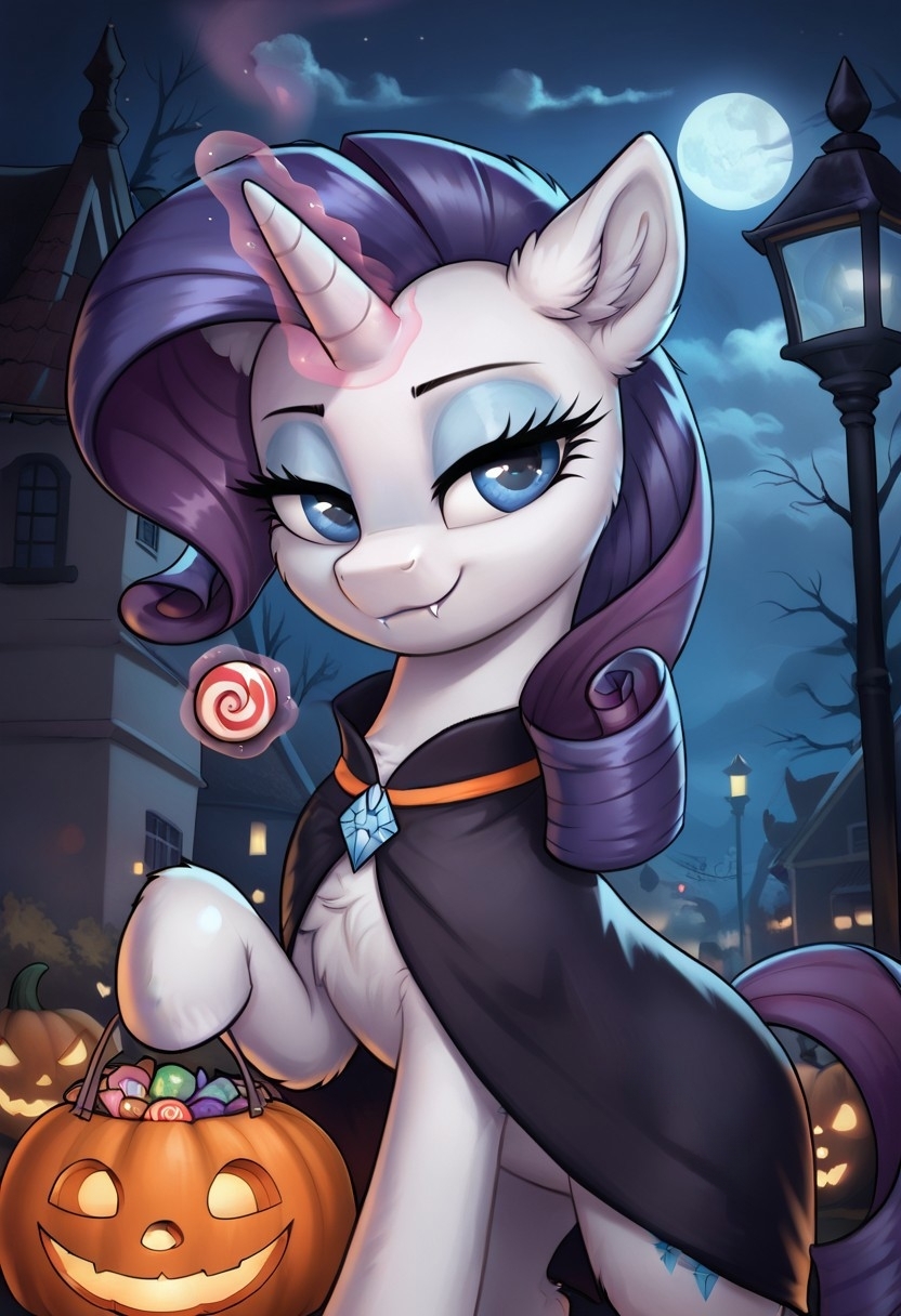 Halloween Rarity! - My, Neural network art, My little pony, PonyArt, Rarity, Longpost