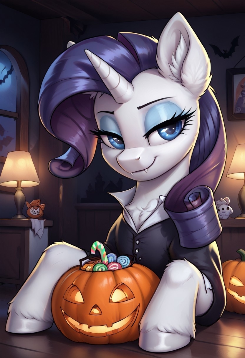 Halloween Rarity! - My, Neural network art, My little pony, PonyArt, Rarity, Longpost