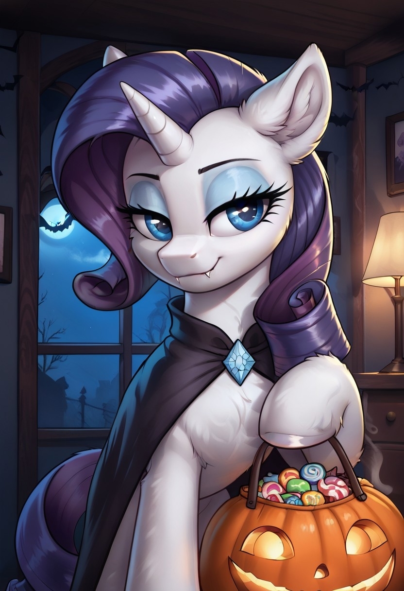 Halloween Rarity! - My, Neural network art, My little pony, PonyArt, Rarity, Longpost