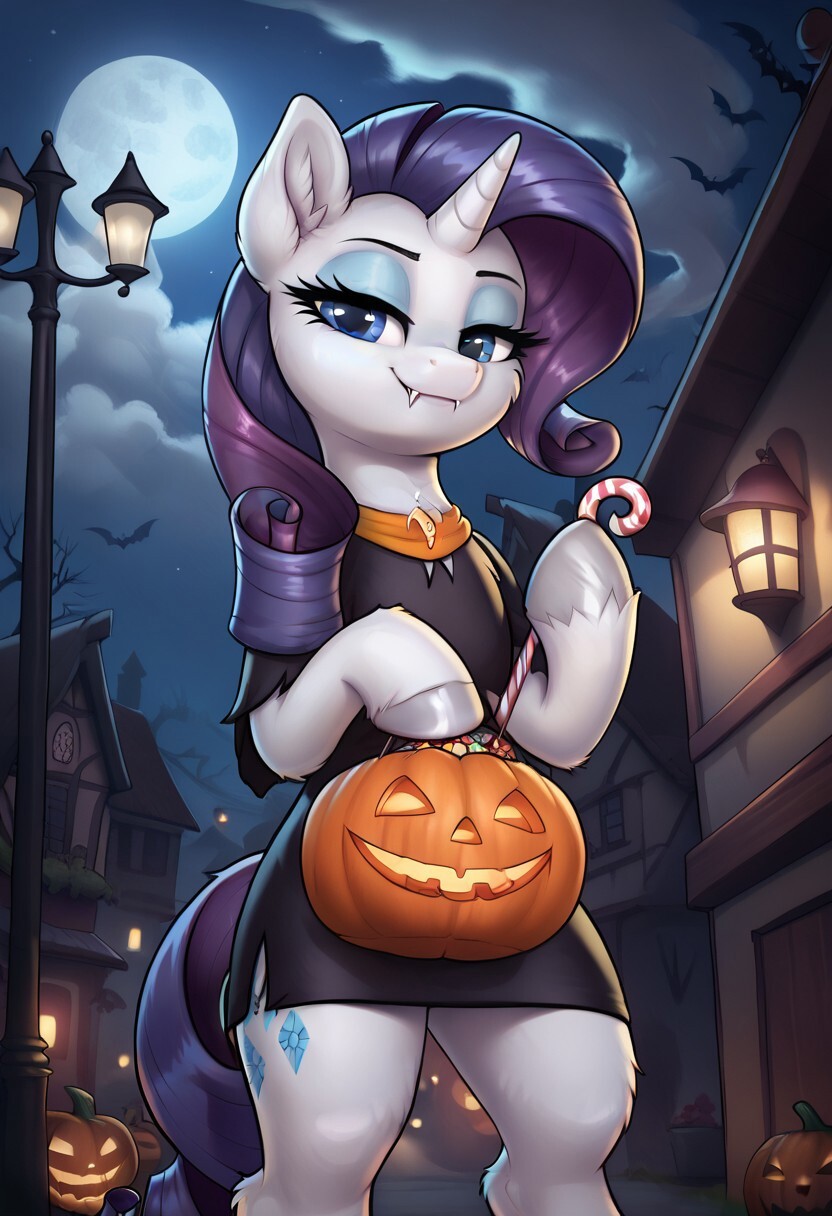 Halloween Rarity! - My, Neural network art, My little pony, PonyArt, Rarity, Longpost