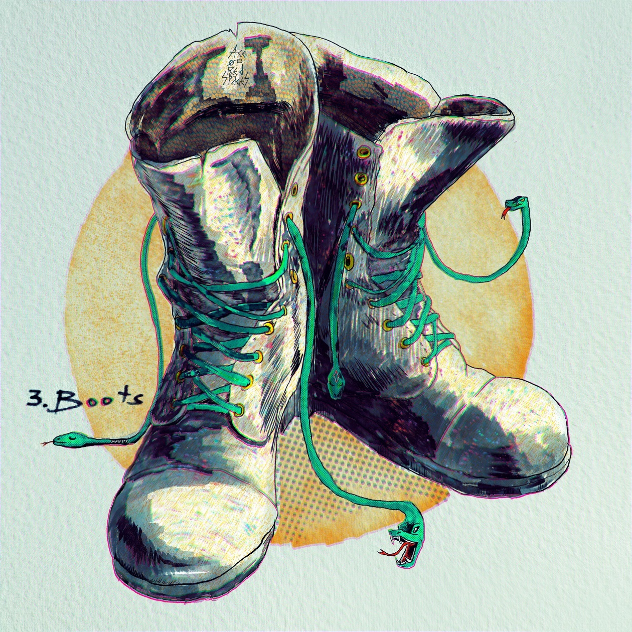 3 Boots - My, Drawing, Graphics, Ace0fredspades, Boots, Snake, Inktober