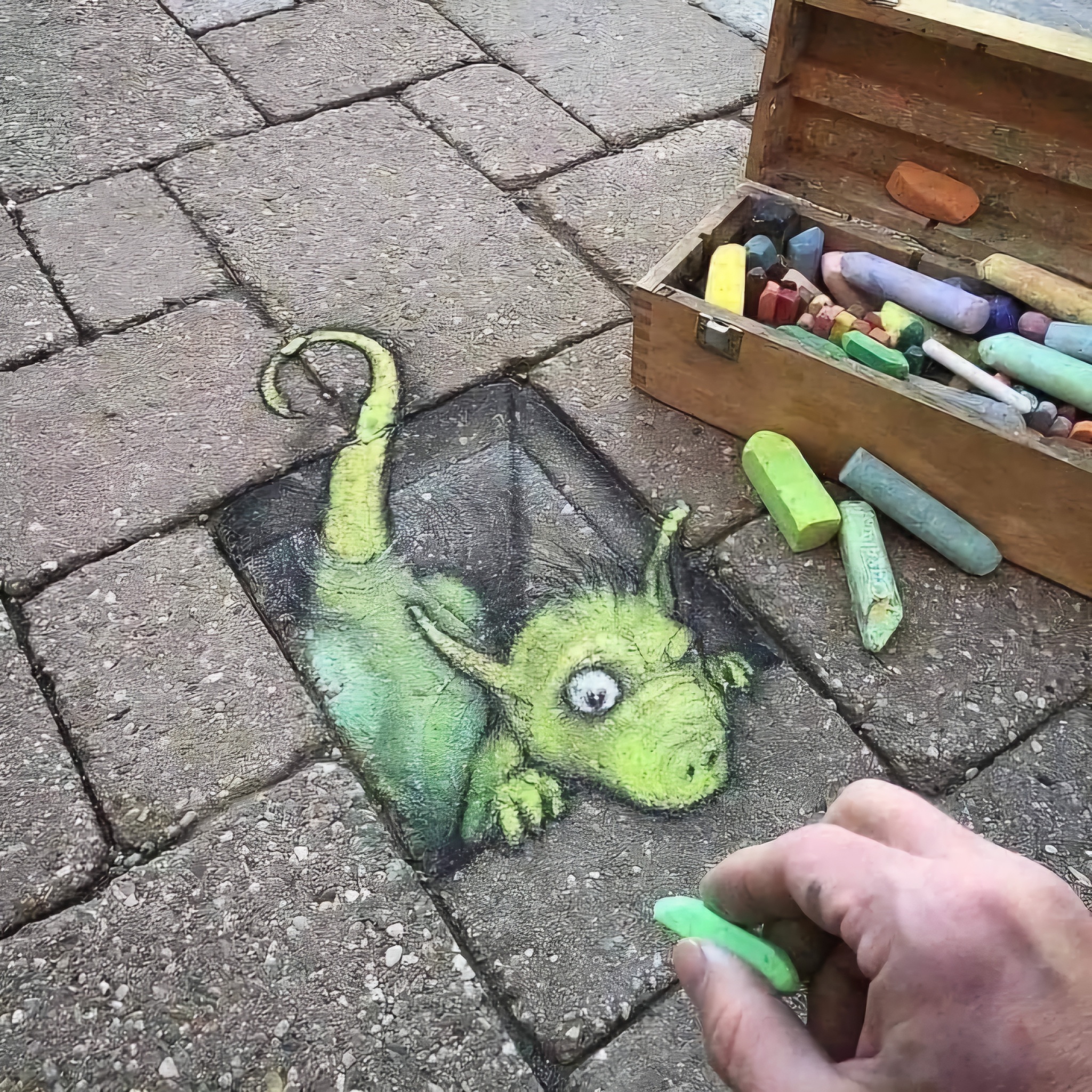 I draw on the asphalt - Drawing on the wall, Asphalt, beaver whore, Longpost, Street art