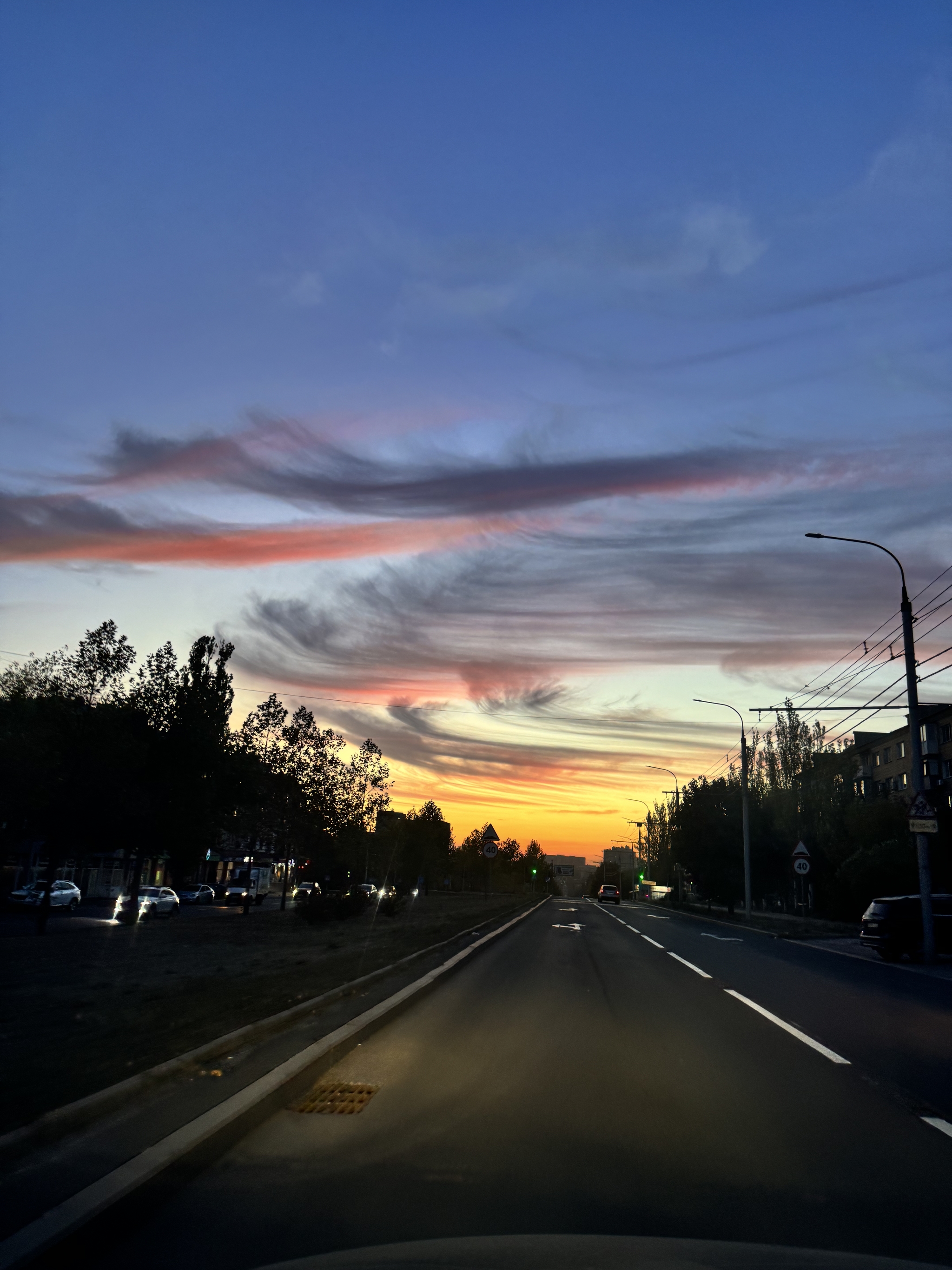 Sunset - My, Sky, Clouds, Road, Evening, The photo, Sunset