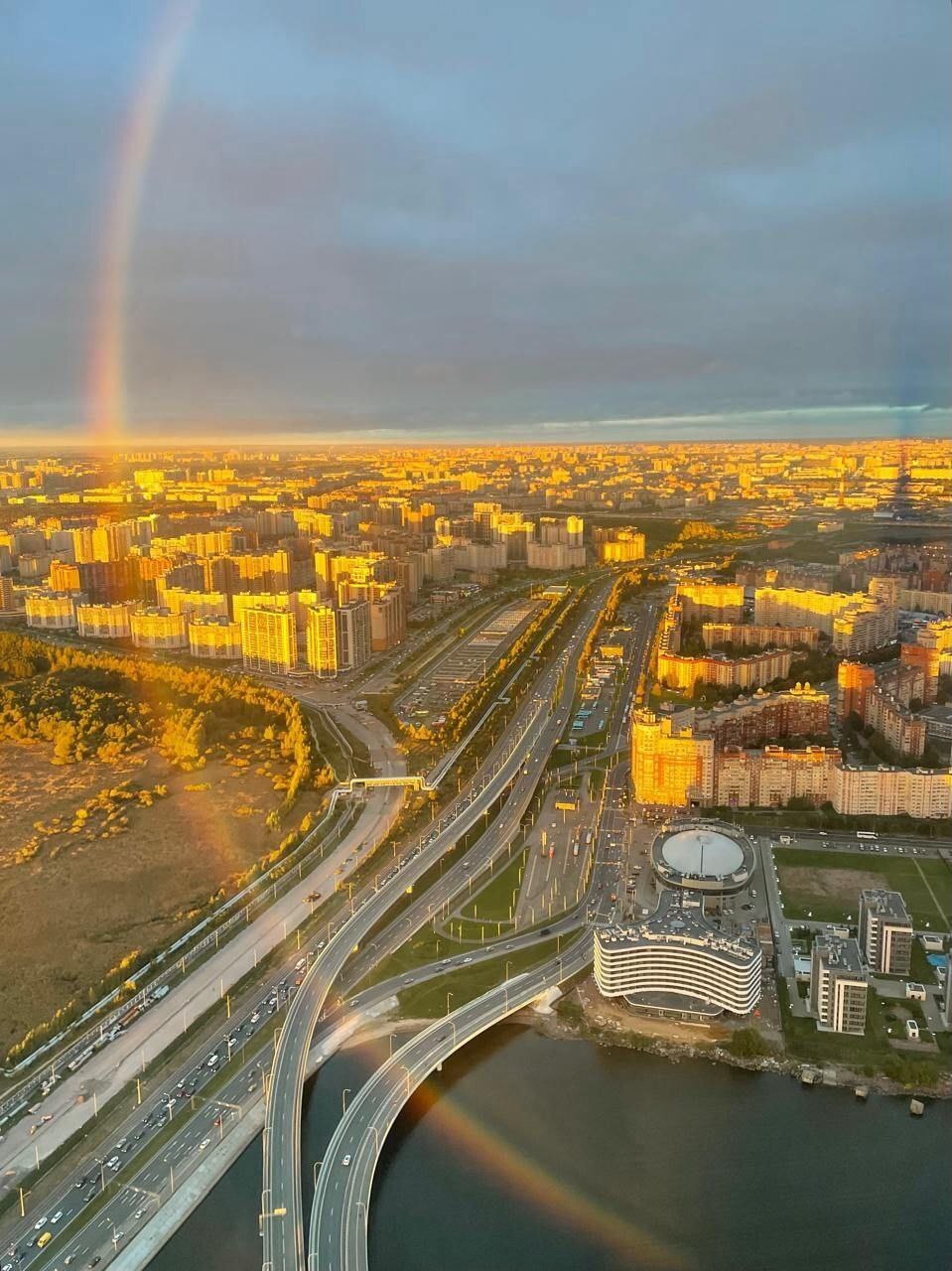 Round rainbow - Lakhta Center, Skyscraper, Rainbow, Video, Longpost