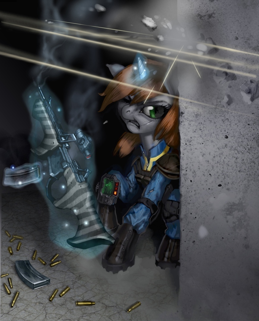 Under heavy fire - My little pony, Art, Fallout: Equestria, Littlepip