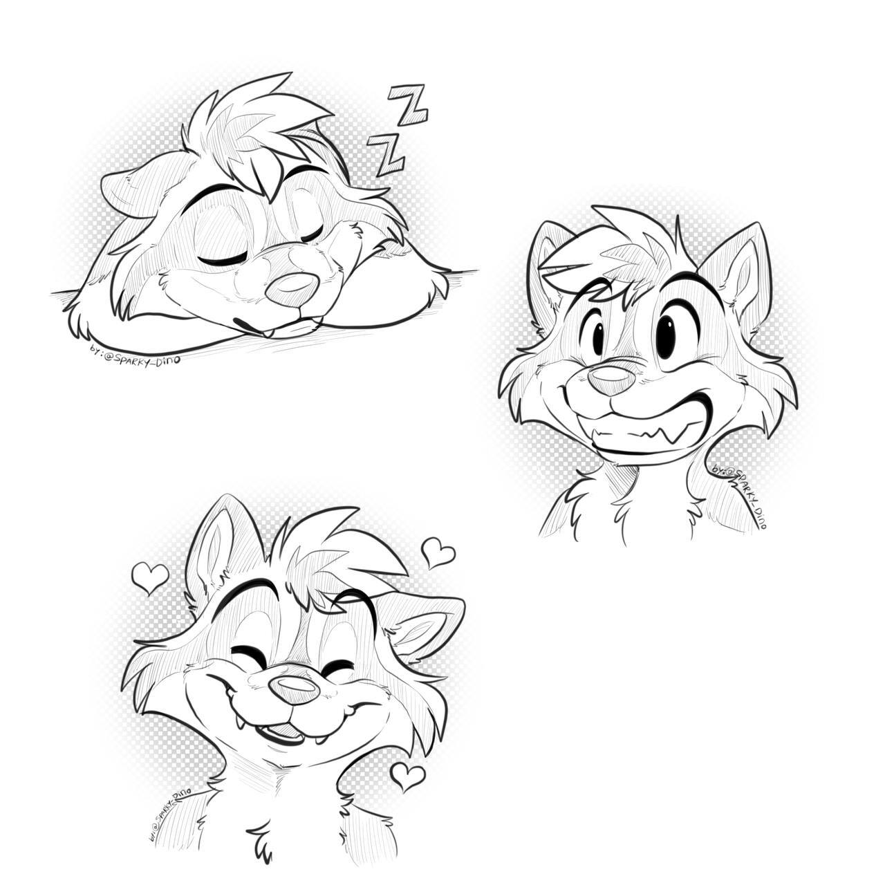 A selection of sketches from Sparky - Furry, Furry canine, Furry wolf, Furry Otter, Furry squirrel, Furry shark, Furry dragon, Furry scalie, Sketch, Furry art, Longpost