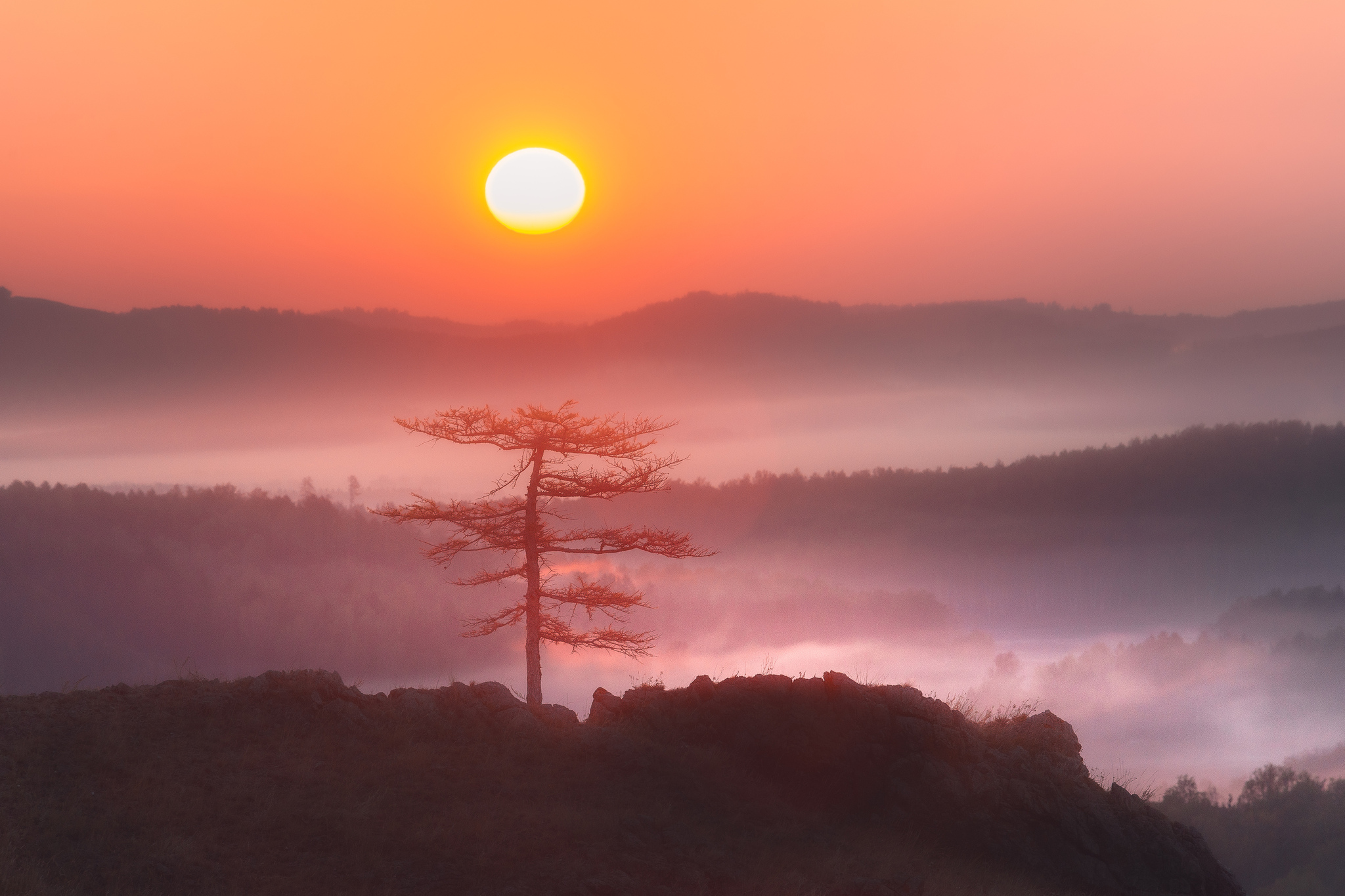 Morning dawn - My, Landscape, The photo, Ural mountains, Southern Urals, Bashkortostan, Beautiful view, Fog, dawn