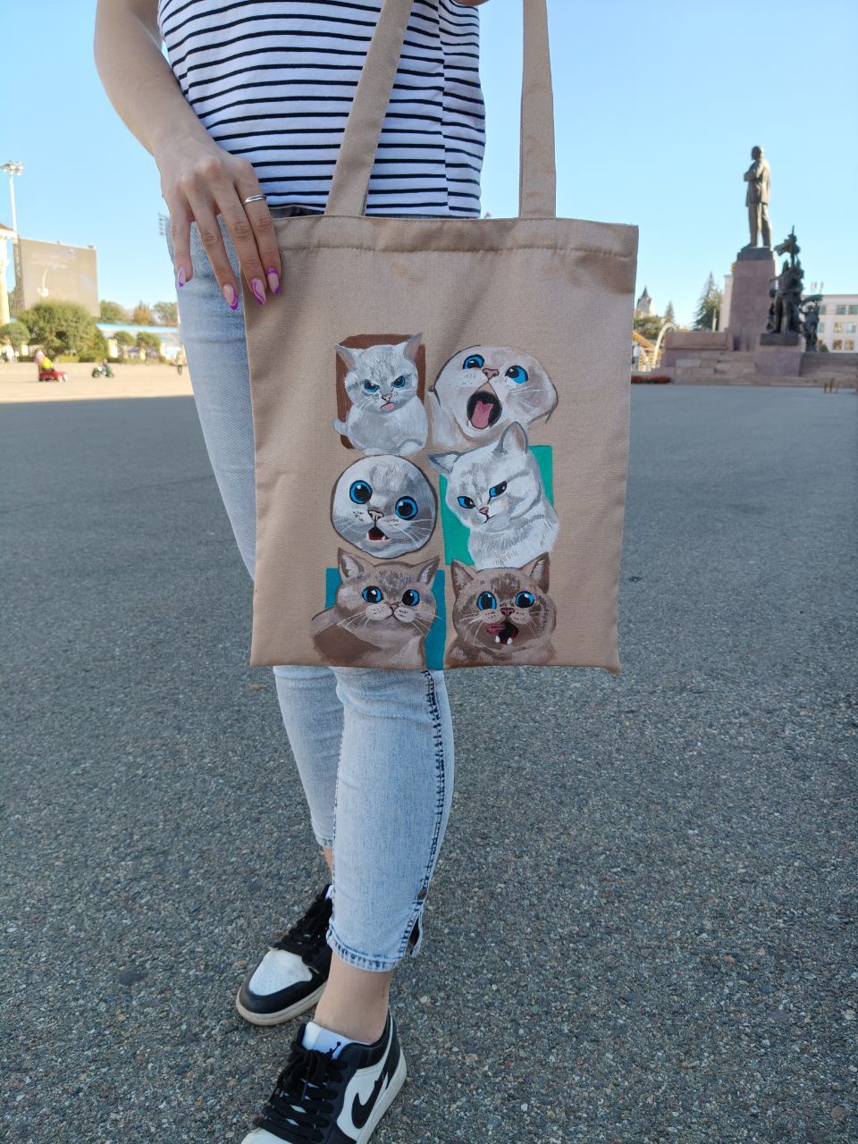 Cute cats - My, cat, Painting on fabric, Shopping bag, Order, Longpost