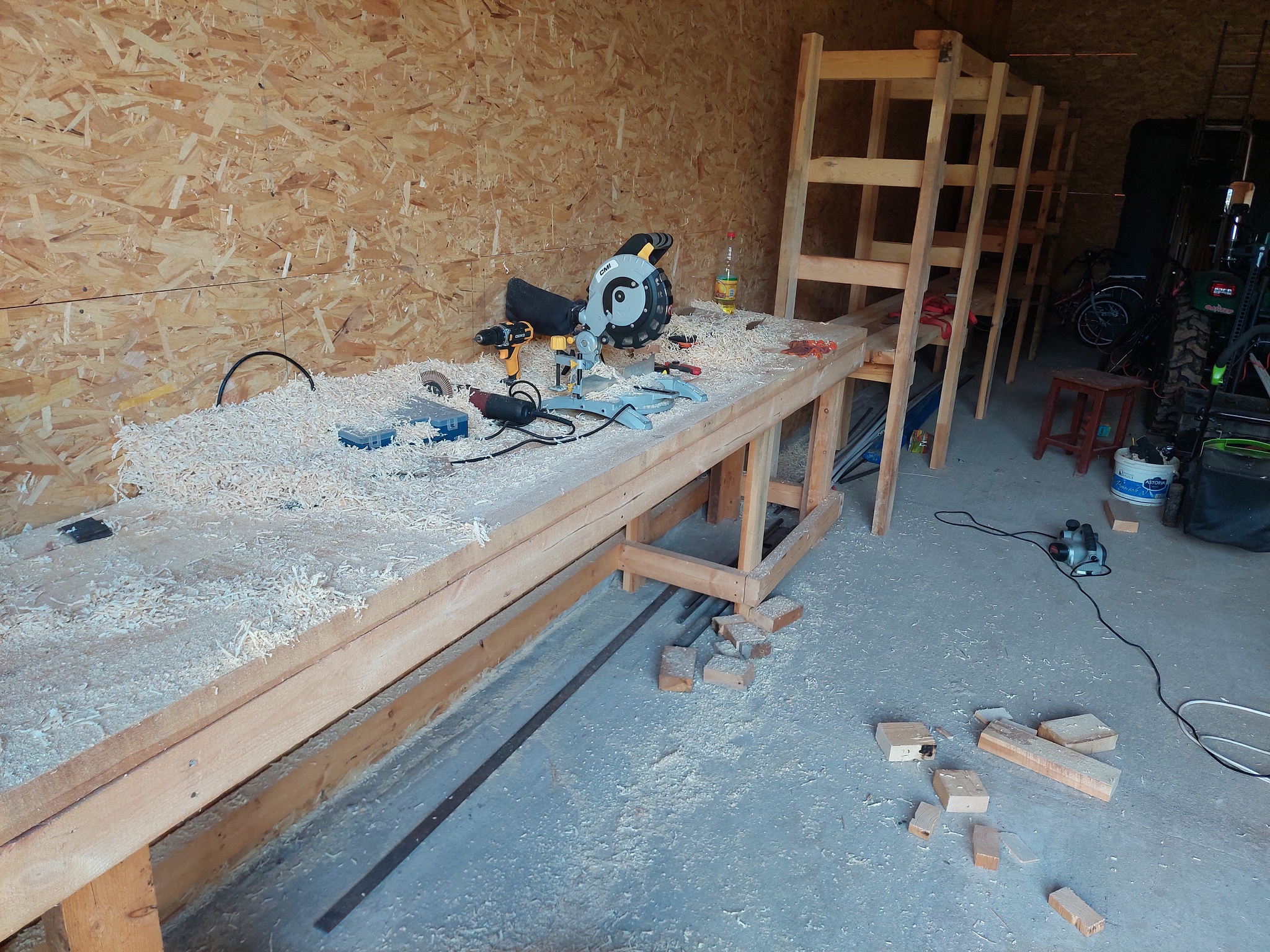 Continuation of the post Barn with a woodshed 14x5 - My, Project, Frame house, Amateur, Building, Barn, Reply to post, Longpost, Workbench, Woodworking, Carpenter, Furniture, A wave of posts