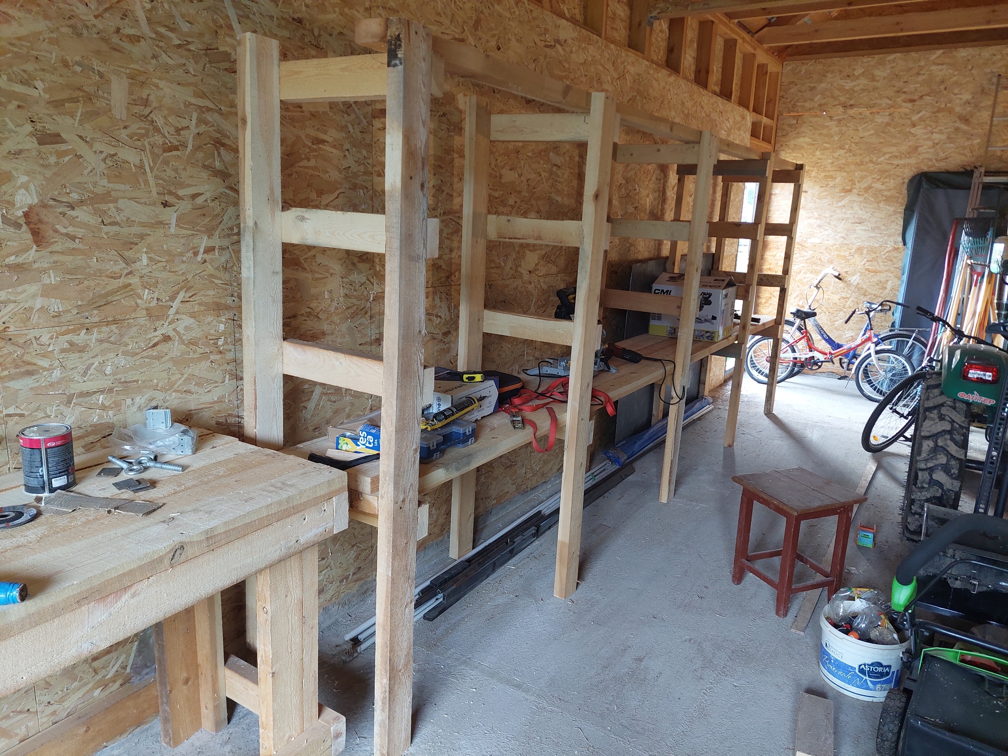 Continuation of the post Barn with a woodshed 14x5 - My, Project, Frame house, Amateur, Building, Barn, Reply to post, Longpost, Workbench, Woodworking, Carpenter, Furniture, A wave of posts