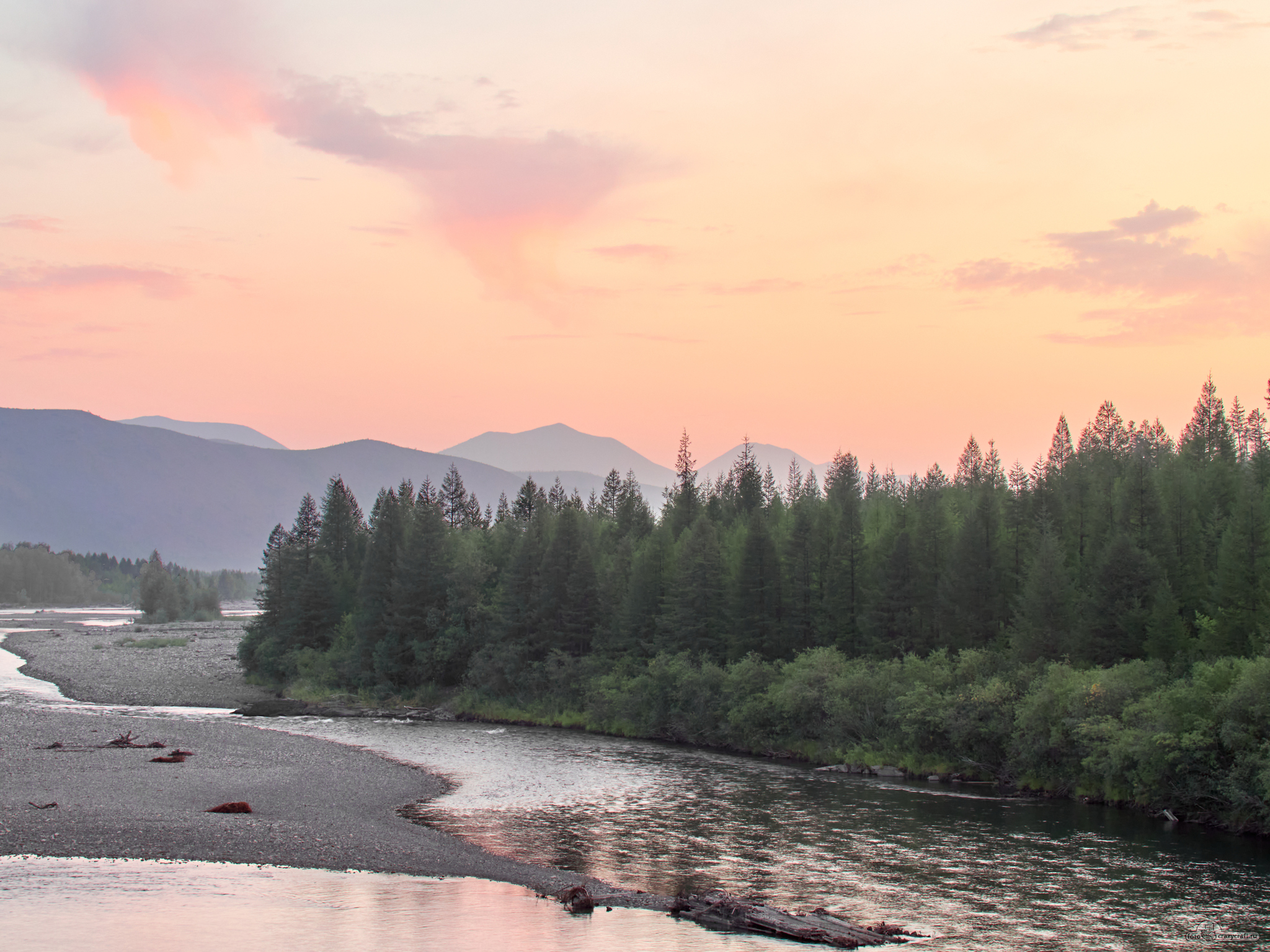 My beautiful Kolyma (summer) - My, Kolyma, Landscape, Summer, Longpost, River, Mountain river, Mountain road, Fog, Forest, Taiga, dawn, The sun