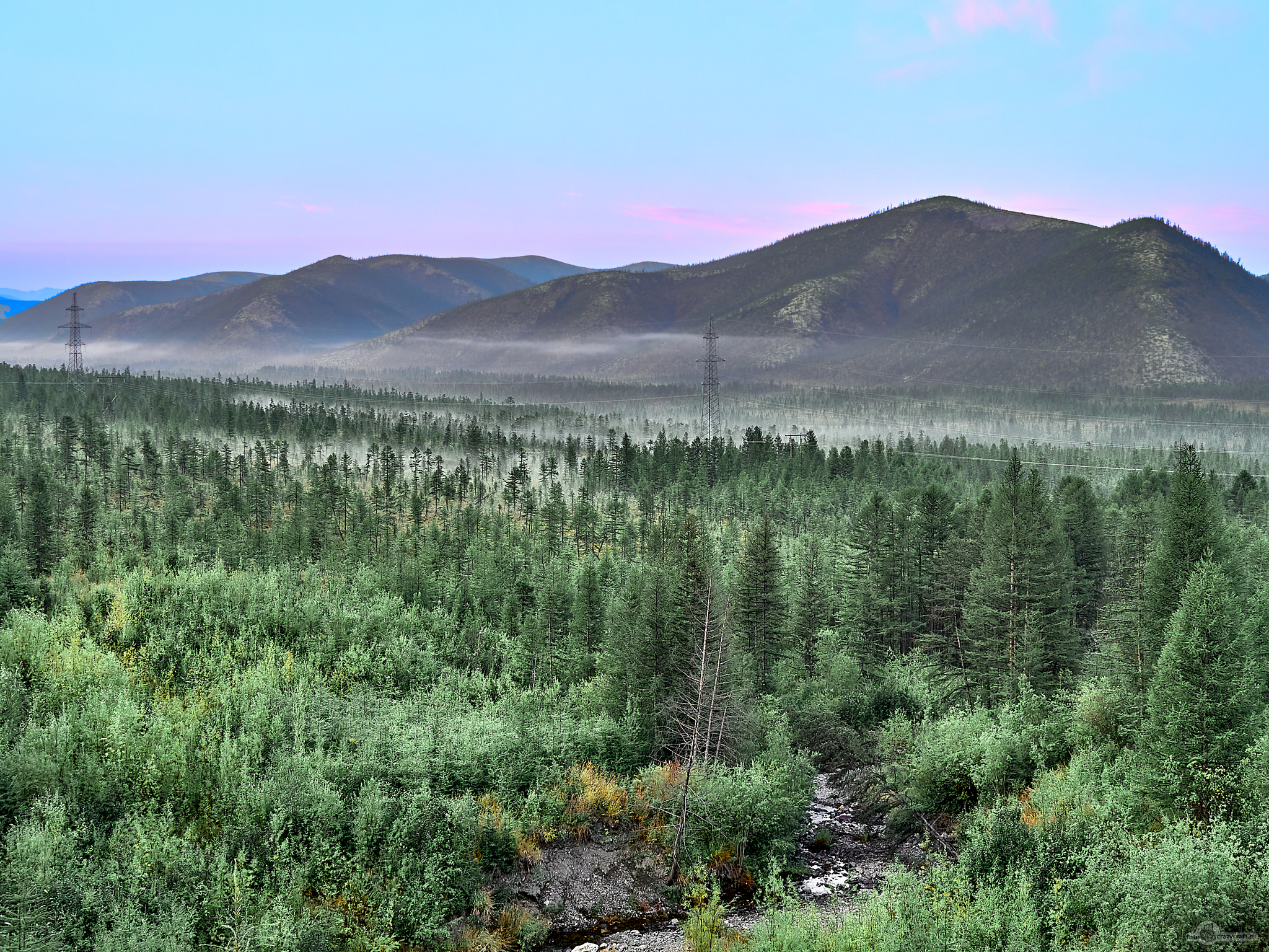 My beautiful Kolyma (summer) - My, Kolyma, Landscape, Summer, Longpost, River, Mountain river, Mountain road, Fog, Forest, Taiga, dawn, The sun