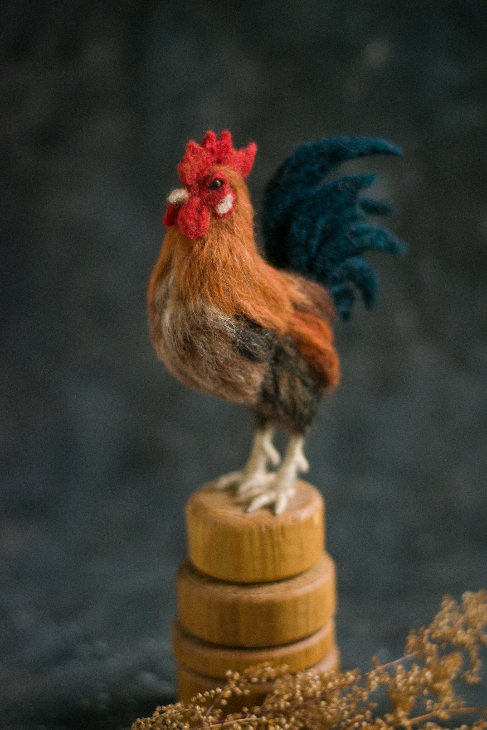 Felted rooster - My, Dry felting, Needlework without process, Rooster, Longpost