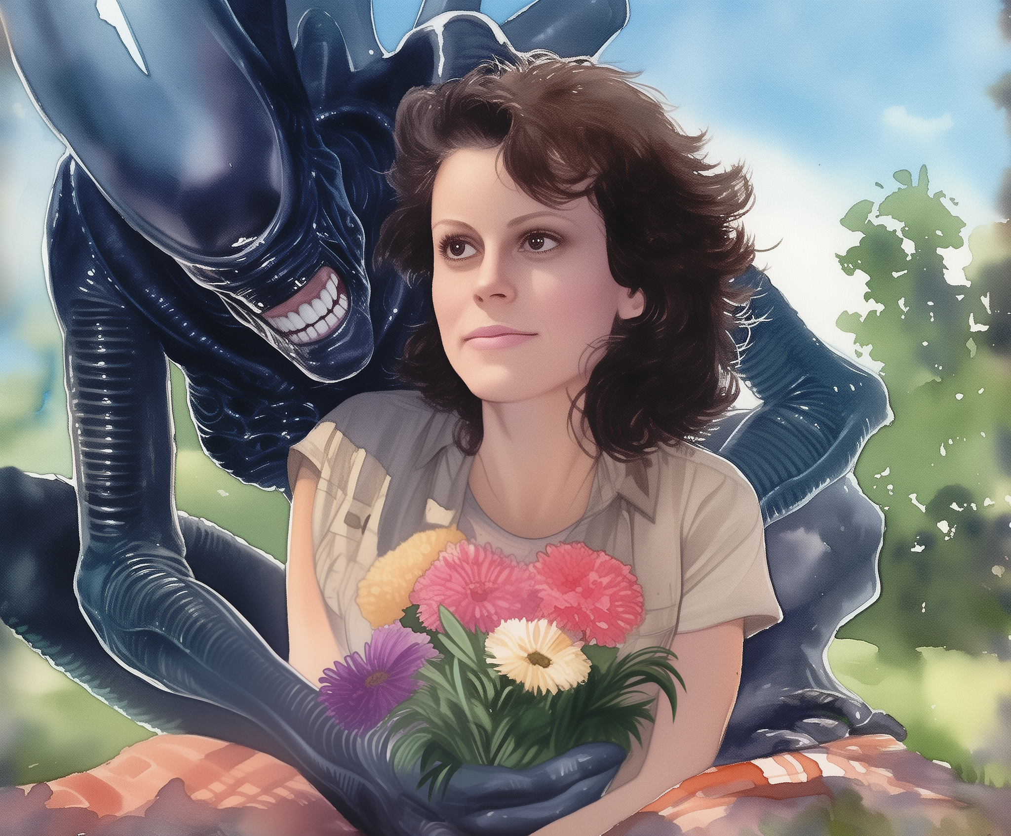 Sigourney Weaver turns 75! - My, Neural network art, Midjourney, Pinanoc, Sigourney Weaver, Actors and actresses, Birthday, Ellen Ripley, Stranger