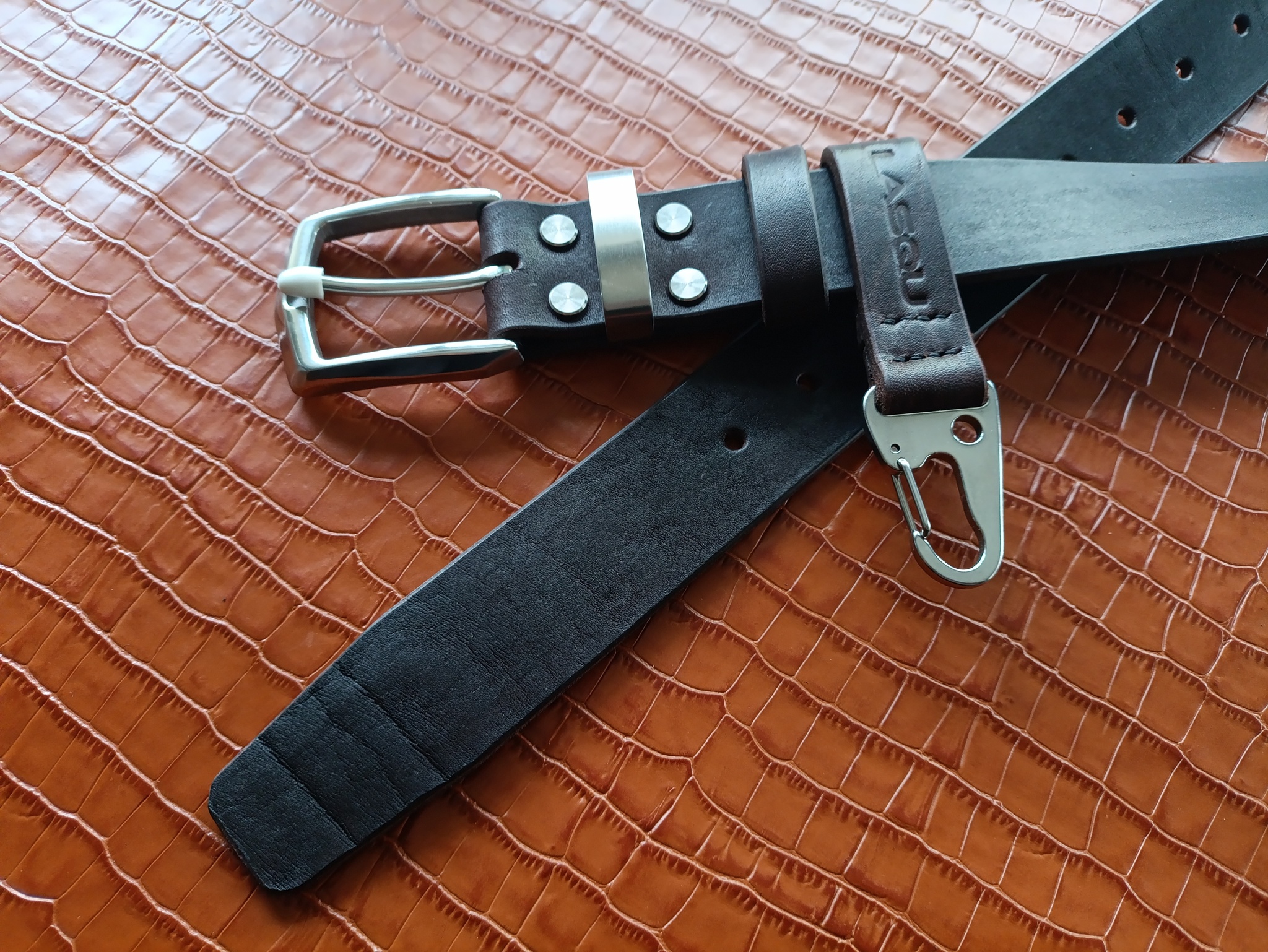 Black metal belt - My, Leather products, Handmade, Belt, Natural leather, Lockeray, Longpost