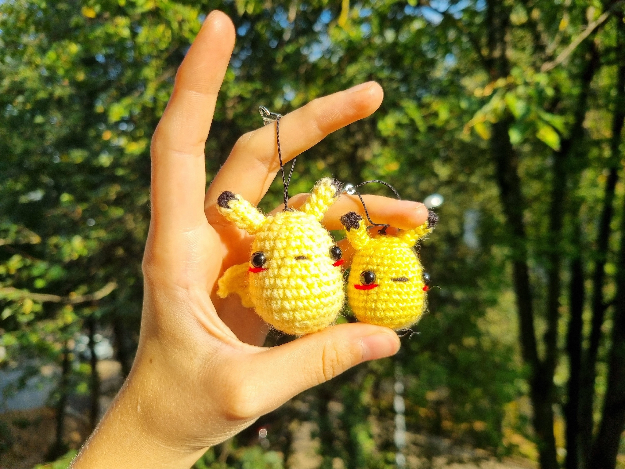 Micro Pikachu - My, Knitting, With your own hands, Needlework, Needlework without process, Needlework with process, Amigurumi, Pikachu, Crochet, Presents, Keychain, Longpost