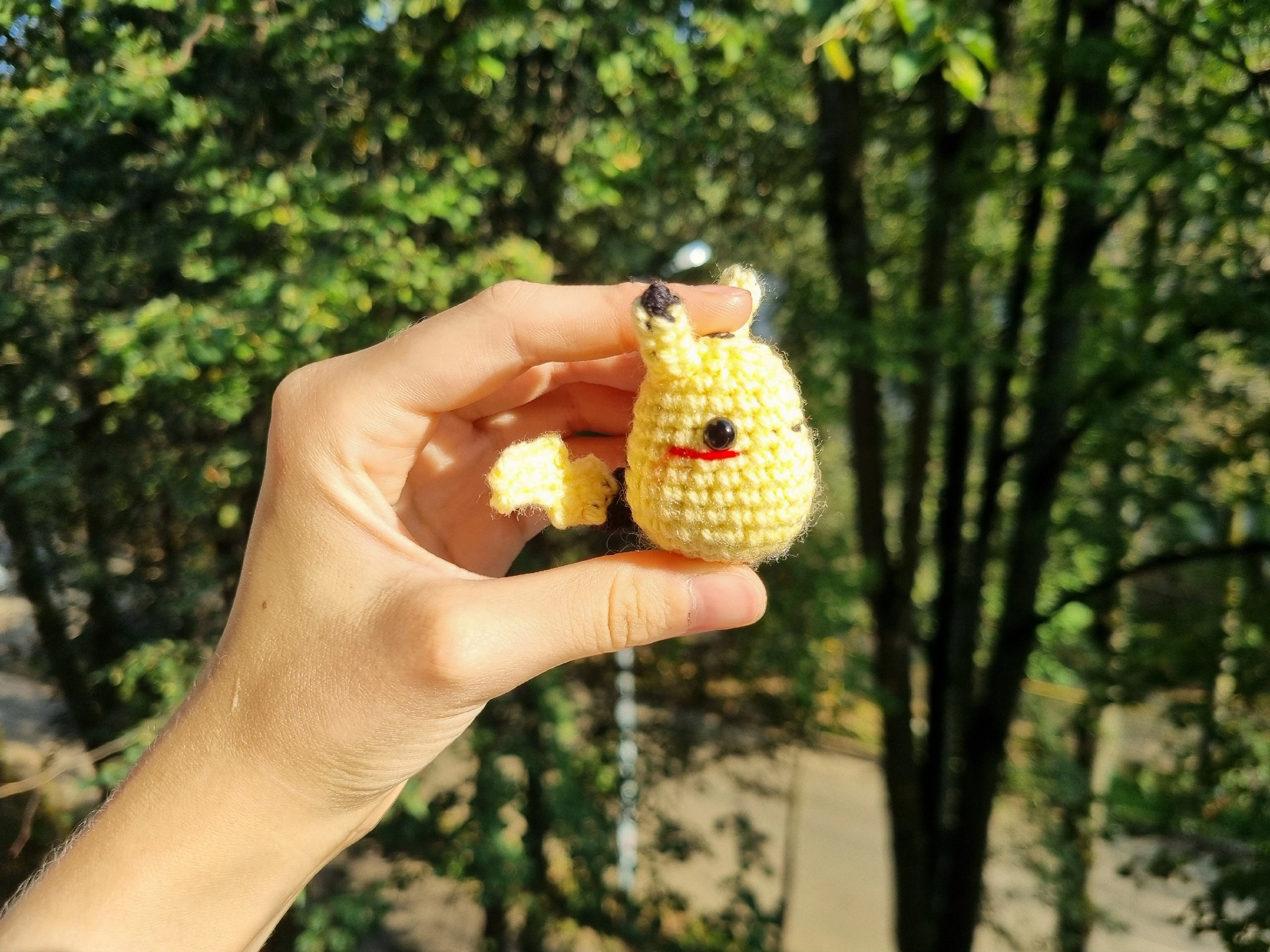 Micro Pikachu - My, Knitting, With your own hands, Needlework, Needlework without process, Needlework with process, Amigurumi, Pikachu, Crochet, Presents, Keychain, Longpost