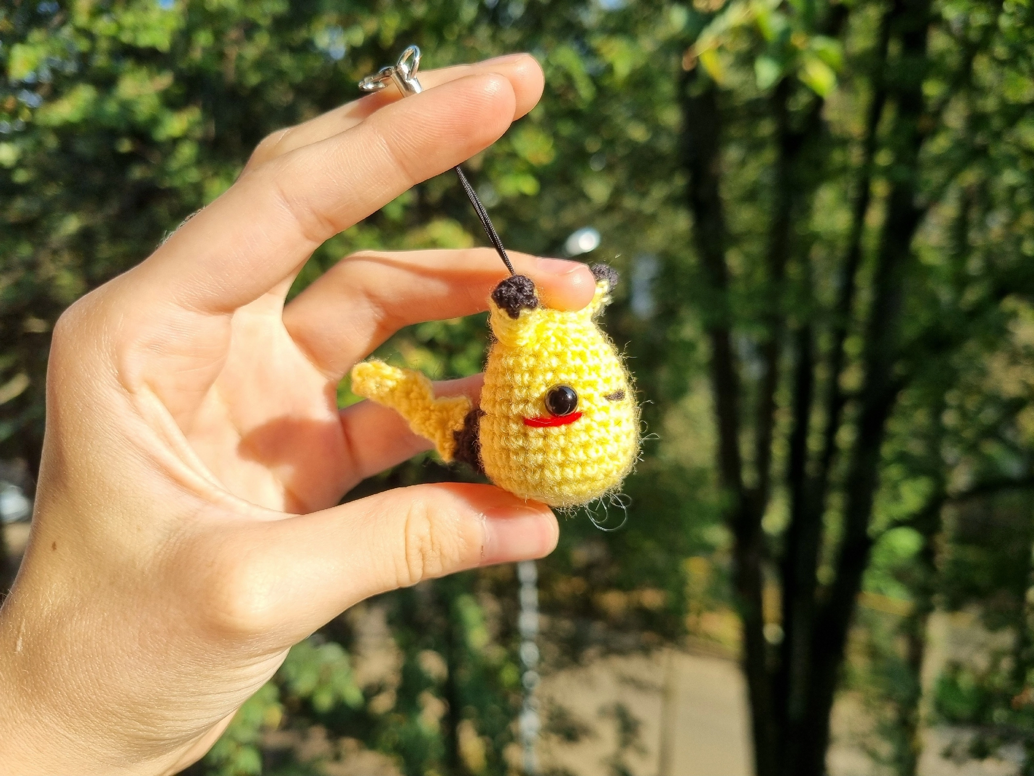 Micro Pikachu - My, Knitting, With your own hands, Needlework, Needlework without process, Needlework with process, Amigurumi, Pikachu, Crochet, Presents, Keychain, Longpost