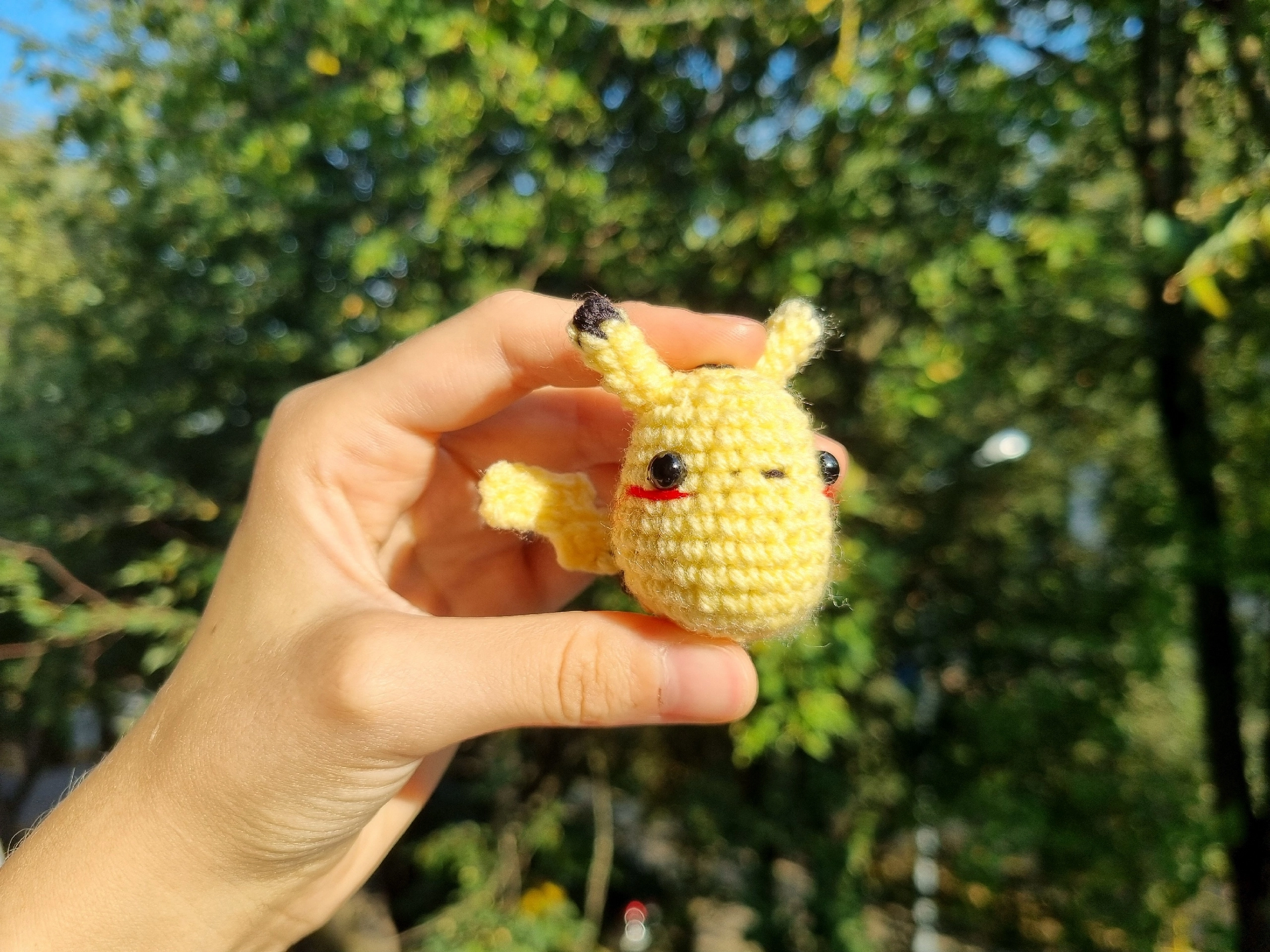 Micro Pikachu - My, Knitting, With your own hands, Needlework, Needlework without process, Needlework with process, Amigurumi, Pikachu, Crochet, Presents, Keychain, Longpost