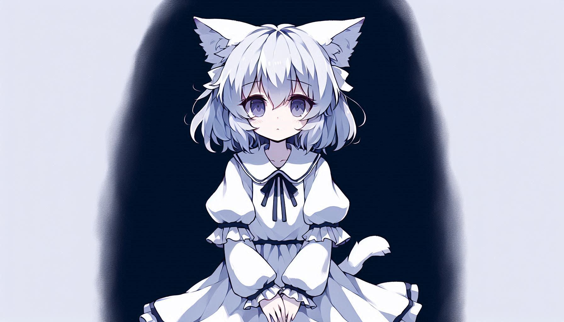 Little neurotail - Anime, Anime art, Tail, Animal ears, Neko, Touhou, Cirno, Neural network art