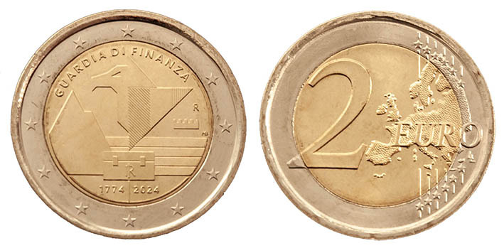 Italy, Guardia di Finanza. 2 euro 2024 - My, Europe, European Union, Finance, Police, Guard, Italy, Coin, Numismatics, The photo, Nikon