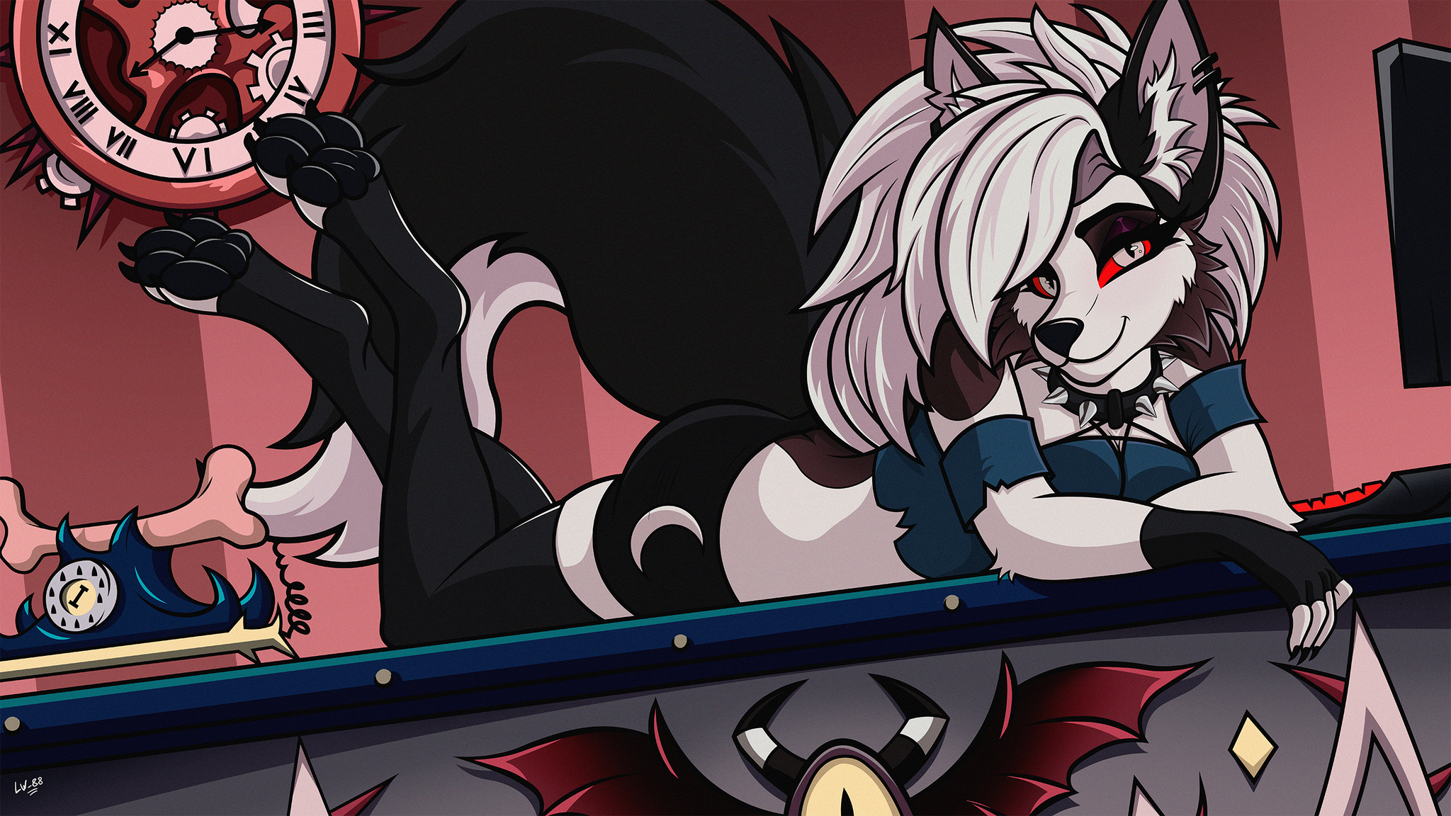 Loona - Furry, Anthro, Art, Furry edge, Furry canine, Lw_88, Helluva boss, Loona, Longpost