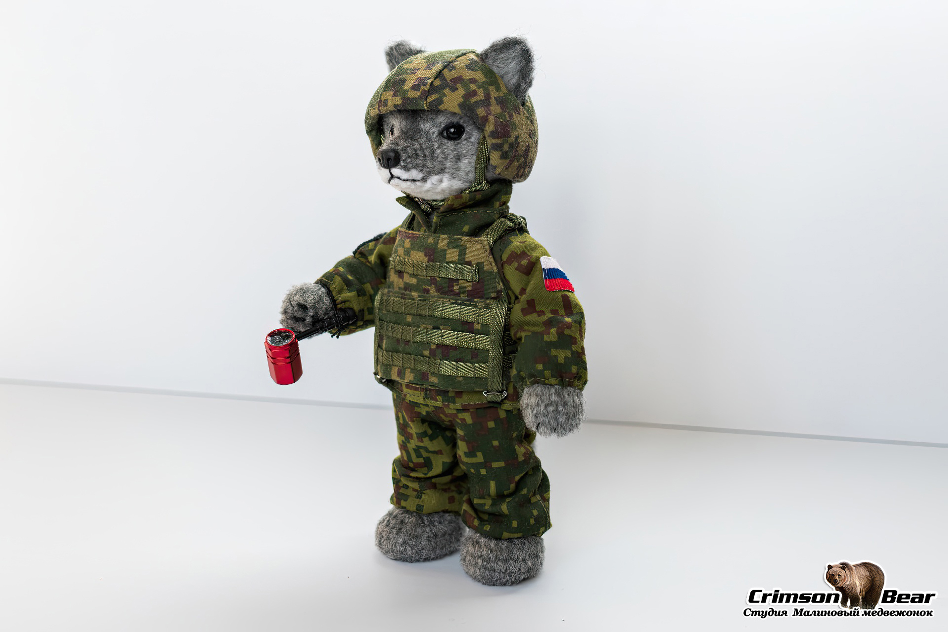 War wolf - My, Needlework without process, Souvenirs, Crochet, Knitted toys, Amigurumi, Wolf, Military, Helmet, Bulletproof vest, Author's toy, Longpost