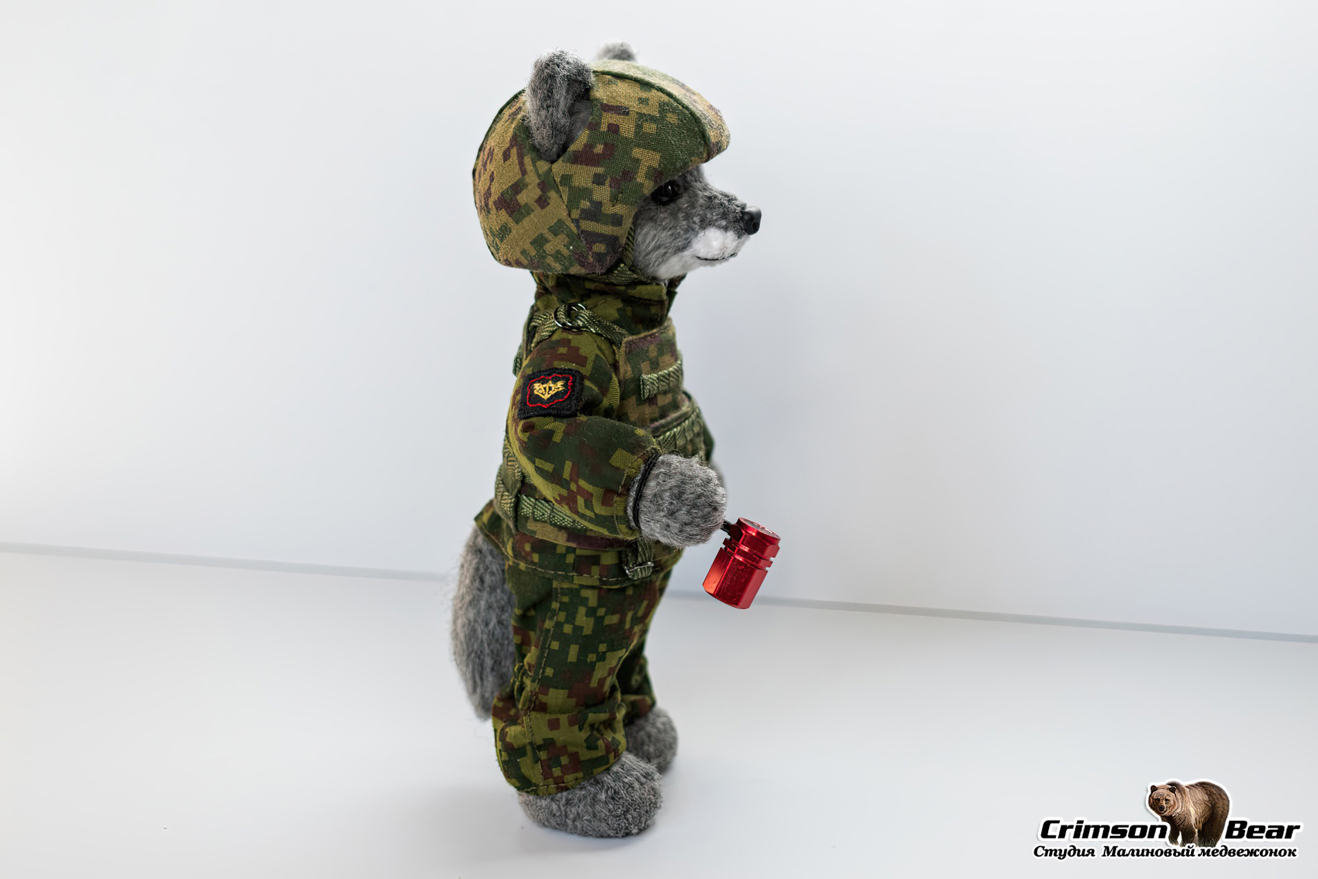 War wolf - My, Needlework without process, Souvenirs, Crochet, Knitted toys, Amigurumi, Wolf, Military, Helmet, Bulletproof vest, Author's toy, Longpost