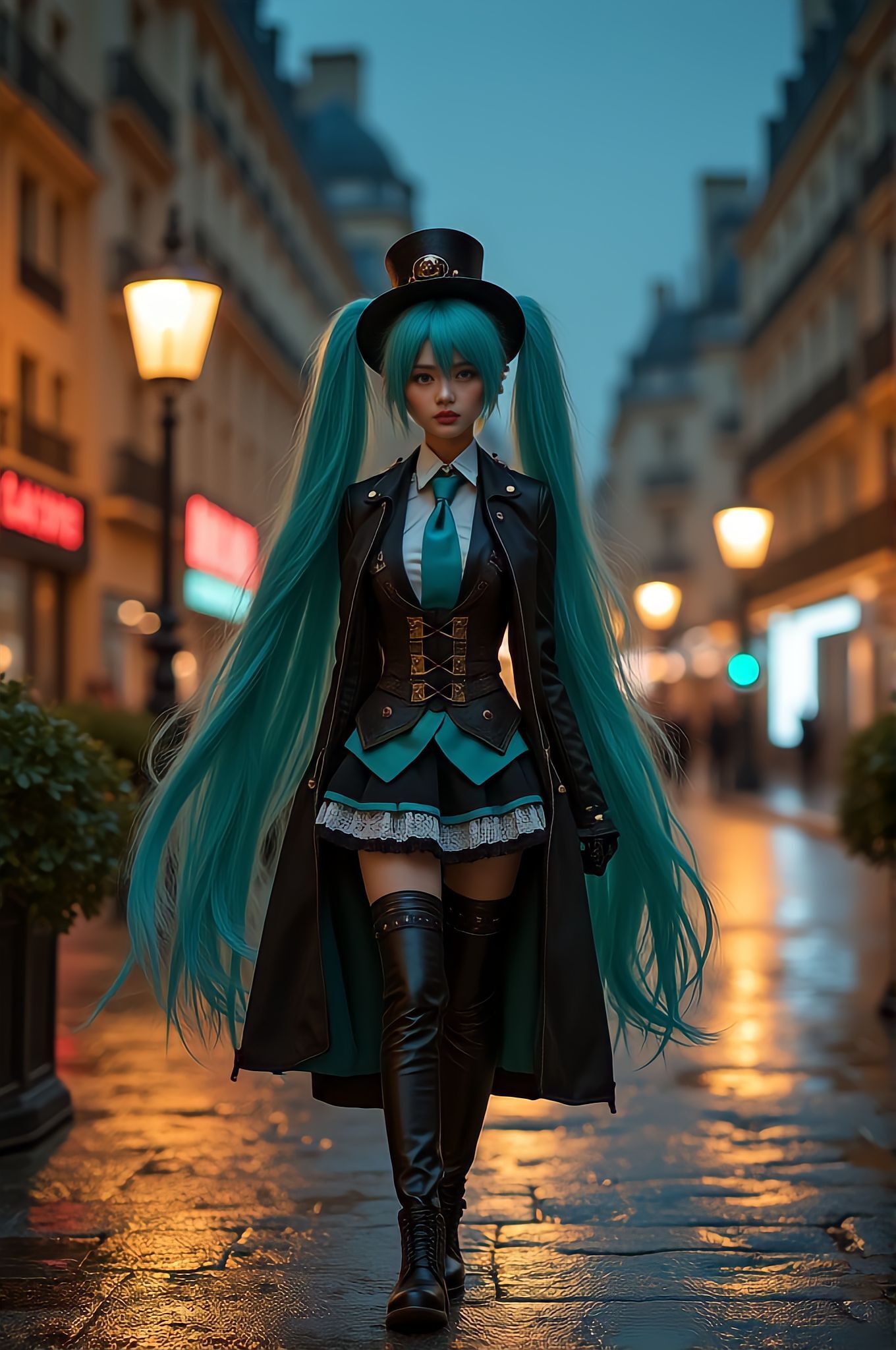 Friday Miku - My, Neural network art, Anime, Video, Hatsune Miku, Flux, Нейронные сети, Vertical video, Longpost, Steampunk, Walk