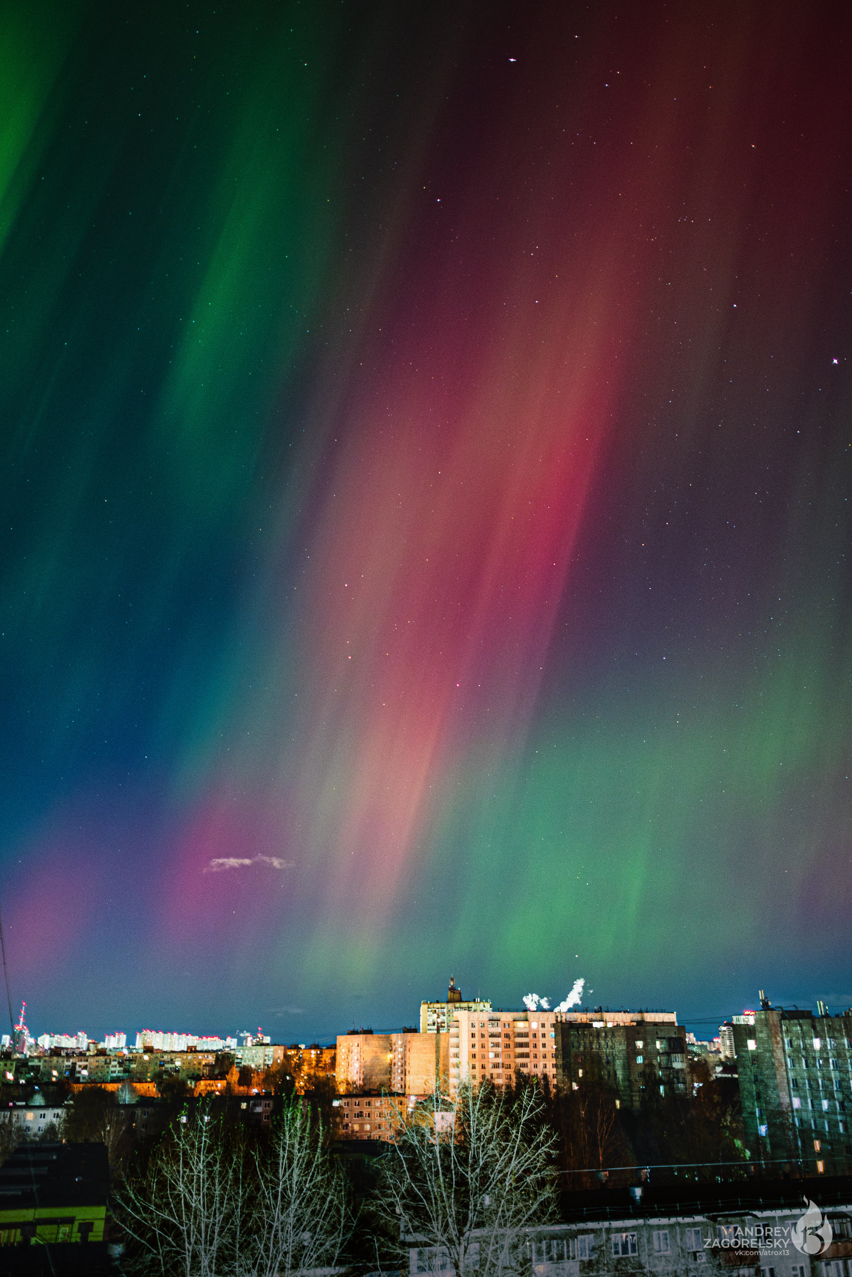 Colors spilled across the sky - My, Polar Lights, Starry sky, The photo, Permian, Perm Territory, Astrophoto, Longpost