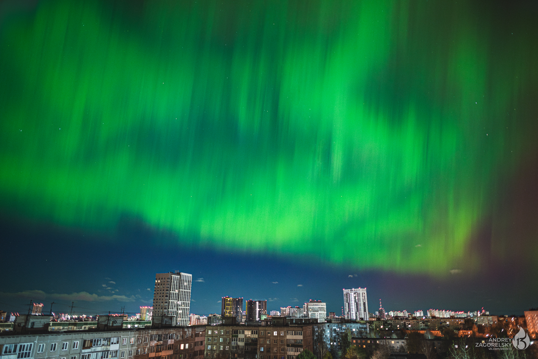 Colors spilled across the sky - My, Polar Lights, Starry sky, The photo, Permian, Perm Territory, Astrophoto, Longpost