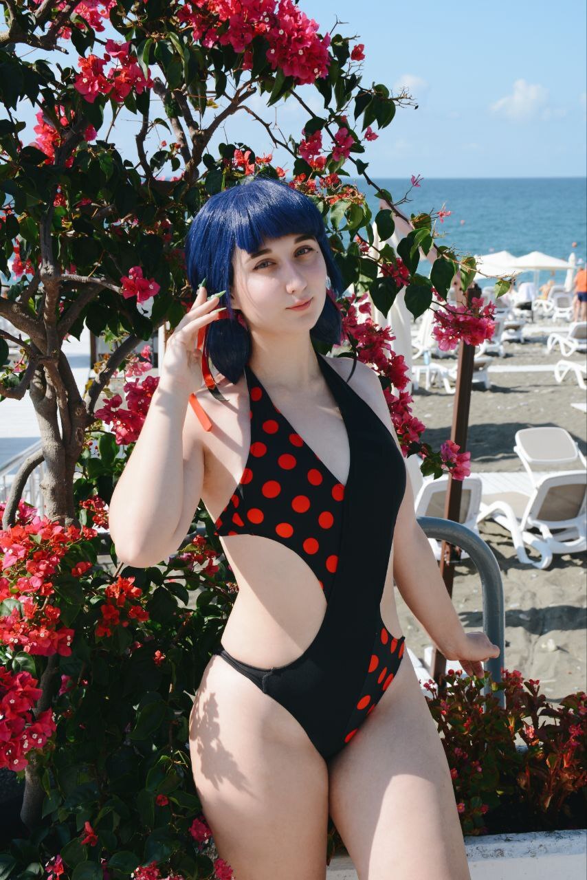 Marinette is resting - My, Cosplay, Lady Bug and Super Cat, Sea, Swimsuit, PHOTOSESSION, Text, Longpost