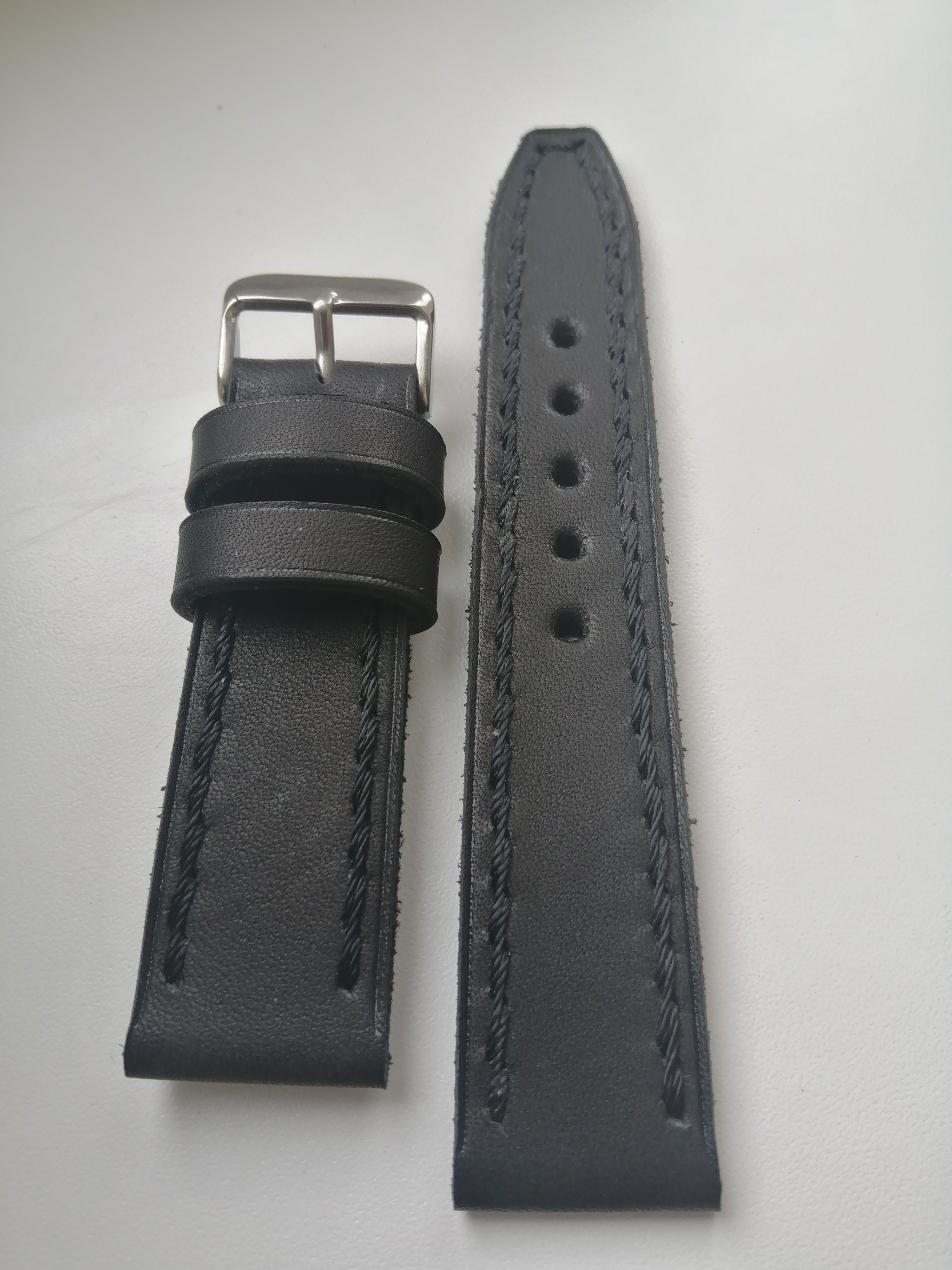 Watch strap 22mm. Black watch strap - My, Leather products, Male, Accessories, Needlework without process, Voronezh, Watch strap, Strap, Natural leather, Longpost