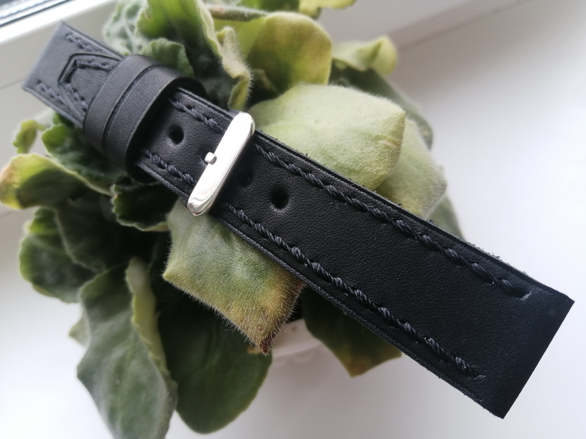 Watch strap 22mm. Black watch strap - My, Leather products, Male, Accessories, Needlework without process, Voronezh, Watch strap, Strap, Natural leather, Longpost