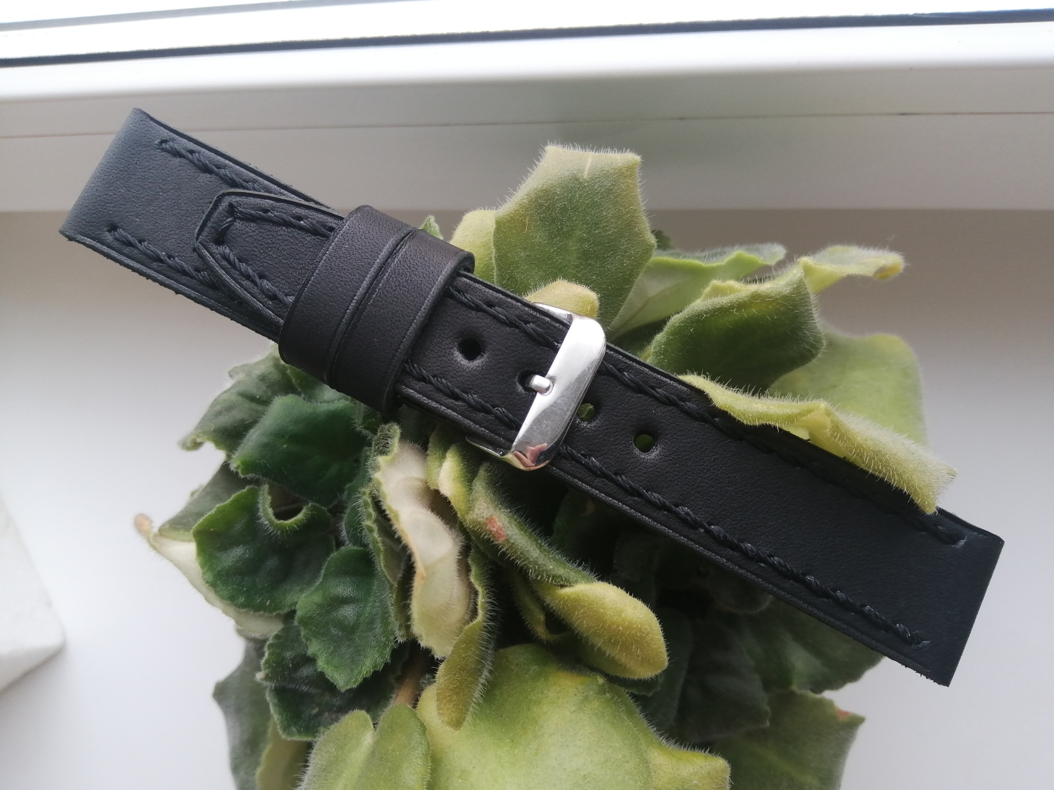 Watch strap 22mm. Black watch strap - My, Leather products, Male, Accessories, Needlework without process, Voronezh, Watch strap, Strap, Natural leather, Longpost