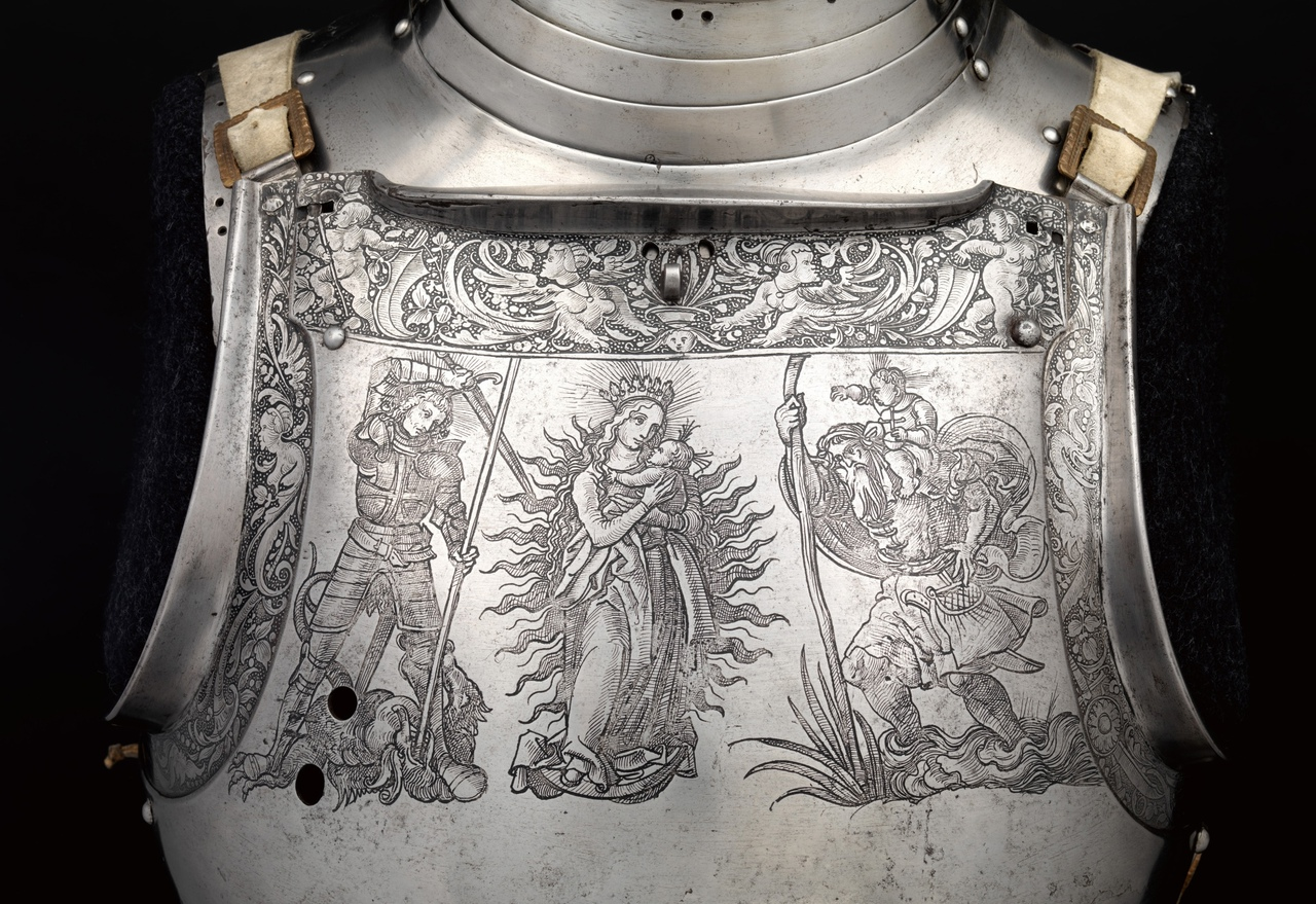 A magnificent cuirass by master Kolman Helmschmid, engraved by master Daniel Hopfer. Weight: 8.845 g. Augsburg, ca. 1510-1520 - Historical photo, beauty, Augsburg, 16th century, Renaissance, Armor, Cuirass, Longpost