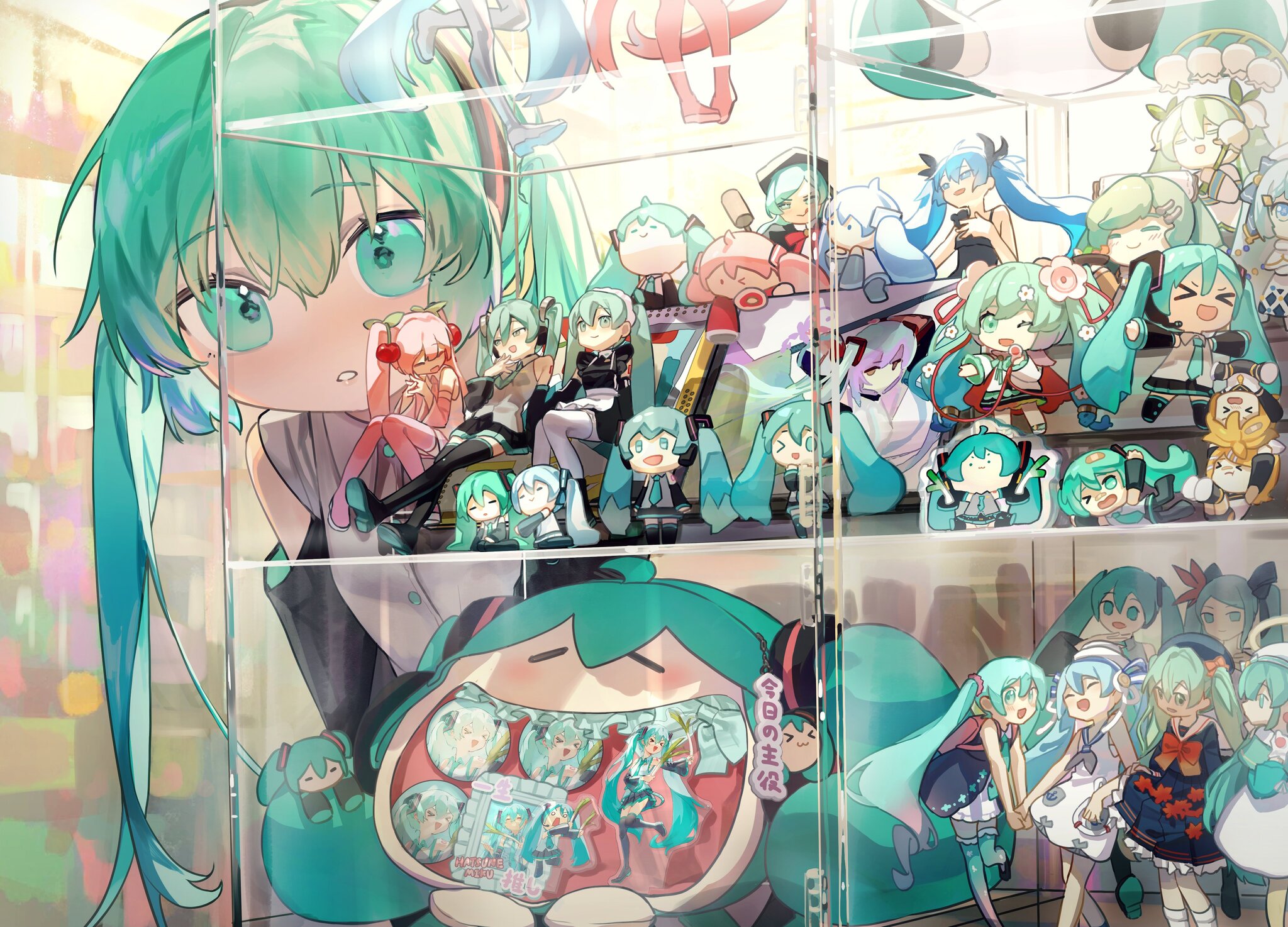 Hatsune Miku #165 - Anime, Anime art, Hatsune Miku, Girls, Long hair, World is mine, Kagamine len, Kagamine rin, Chibi, Doll