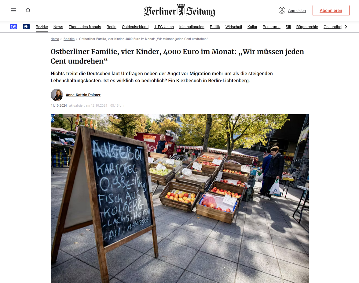 Germany: East Berlin family, four children, €4,000 per month: 'You have to watch every cent' - Politics, Germany, Berlin, Inflation, Retirees, Poverty, Economy, Longpost