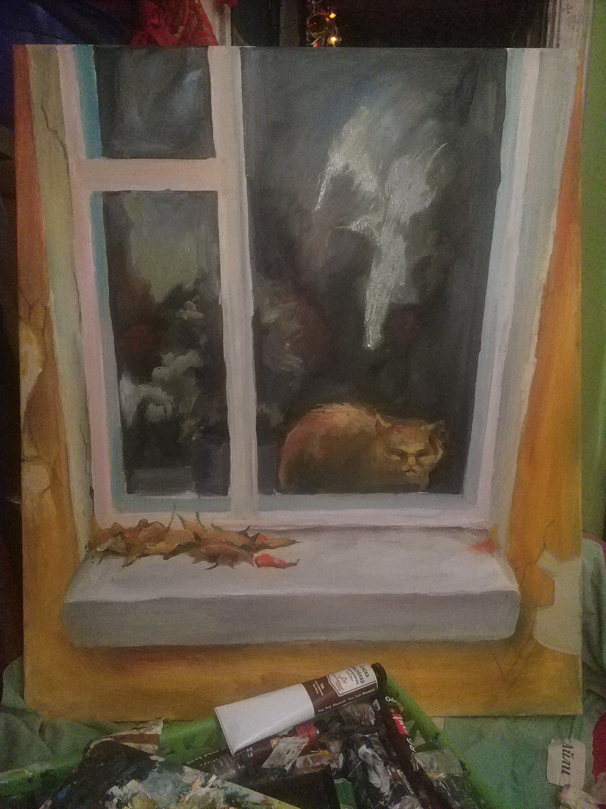 I do - My, cat, Window, Painting, Moscow region