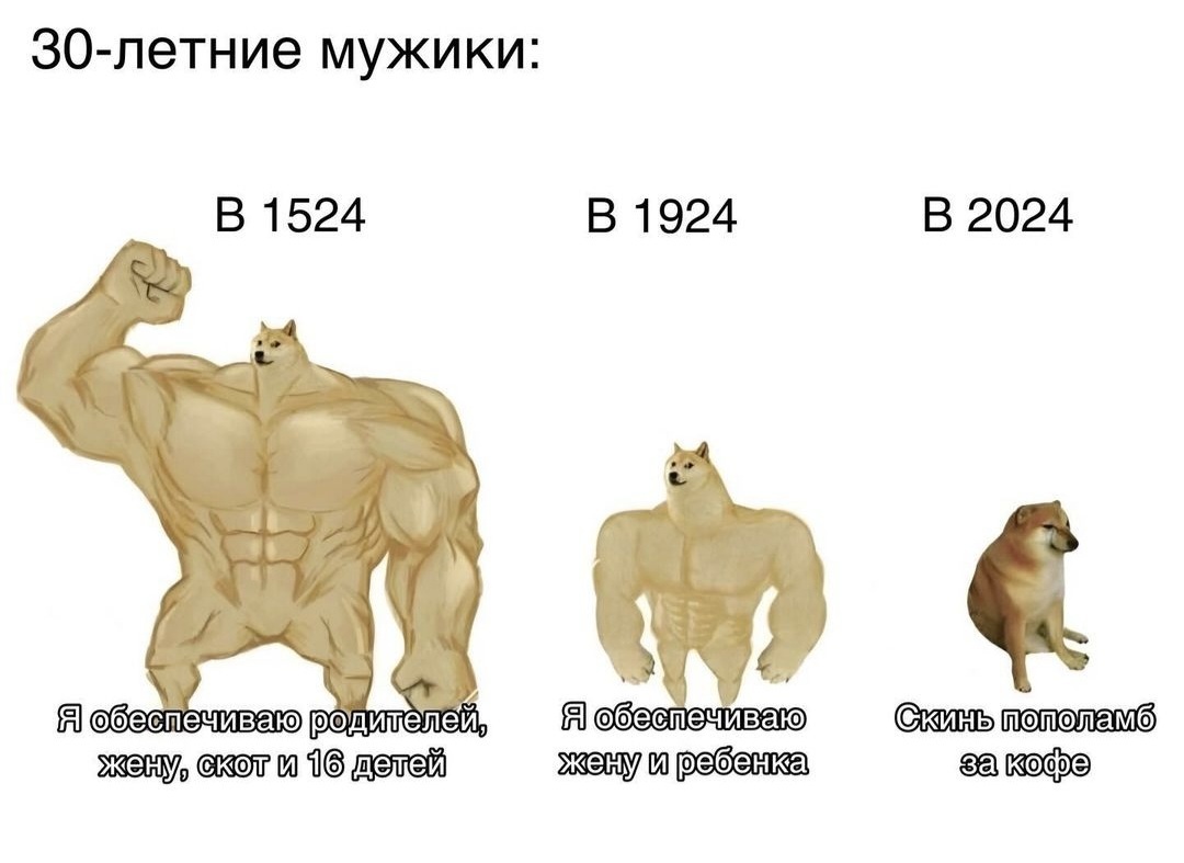 30 year old men then and now - Men and women, Relationship, Humor, From the network, Picture with text, Age, In half, Doge, A wave of posts