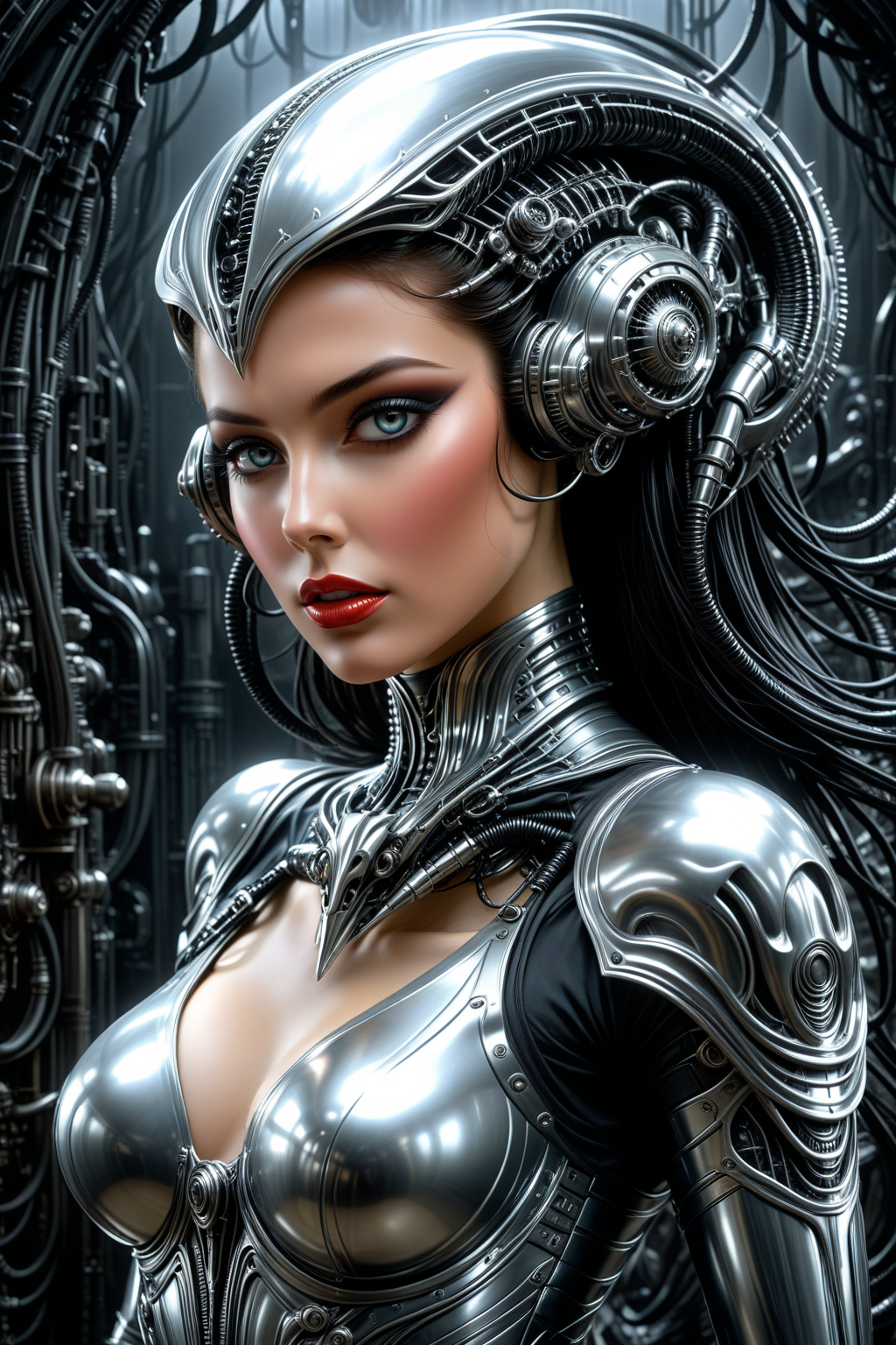 Stable Diffusion Neural Network - My, Stable diffusion, Neural network art, Girls, Fantasy, Art, Stranger, Hans Giger, Longpost