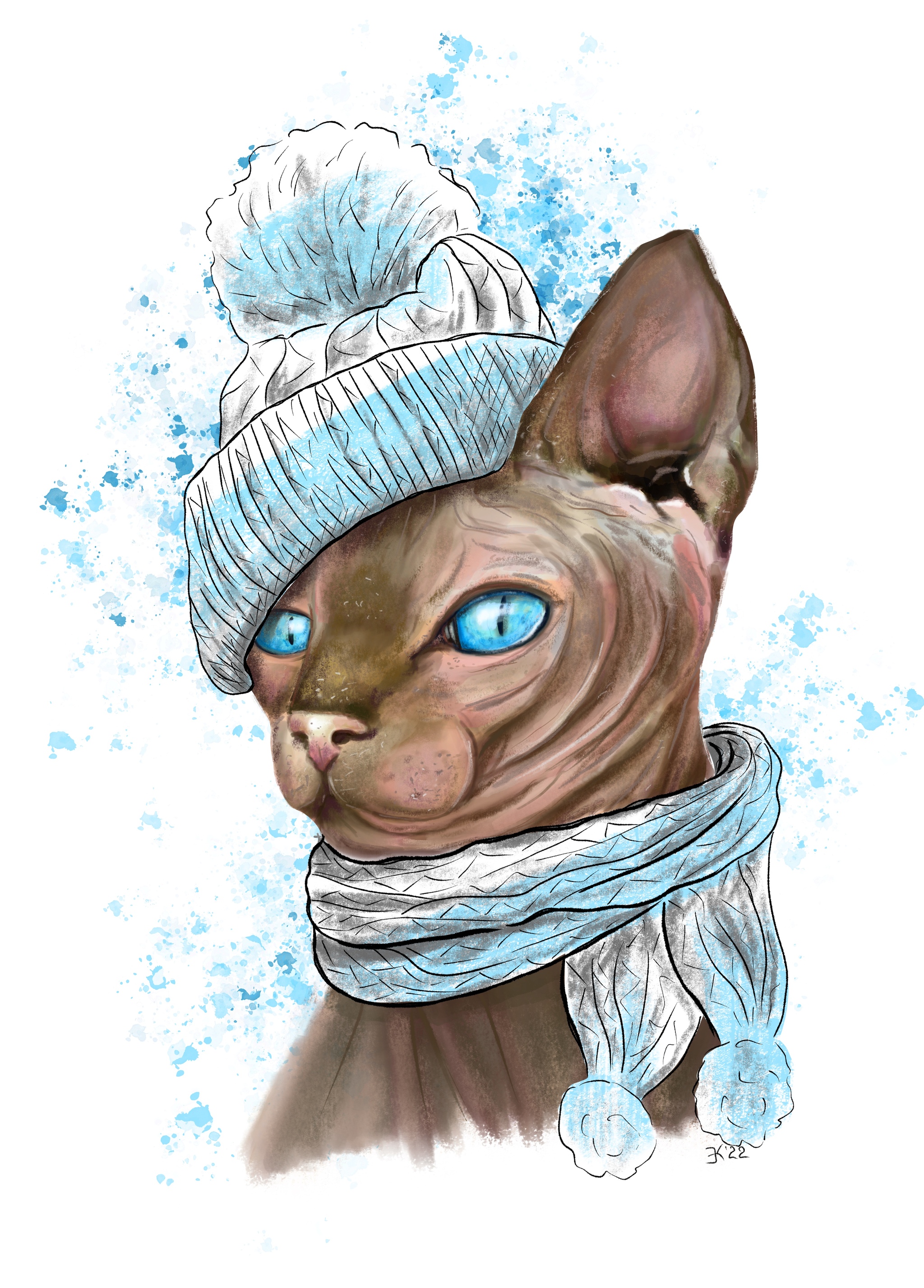 Everyone wants warmth - My, Drawing, cat, Sphinx, Art, Illustrations, Artist