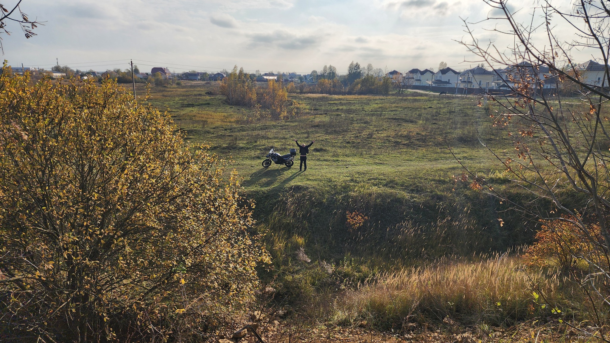 Three steps from home - Yegoryevskoye Highway - My, Moto, Three steps from home, Gzhel, Railway, Honda F6B, Longpost