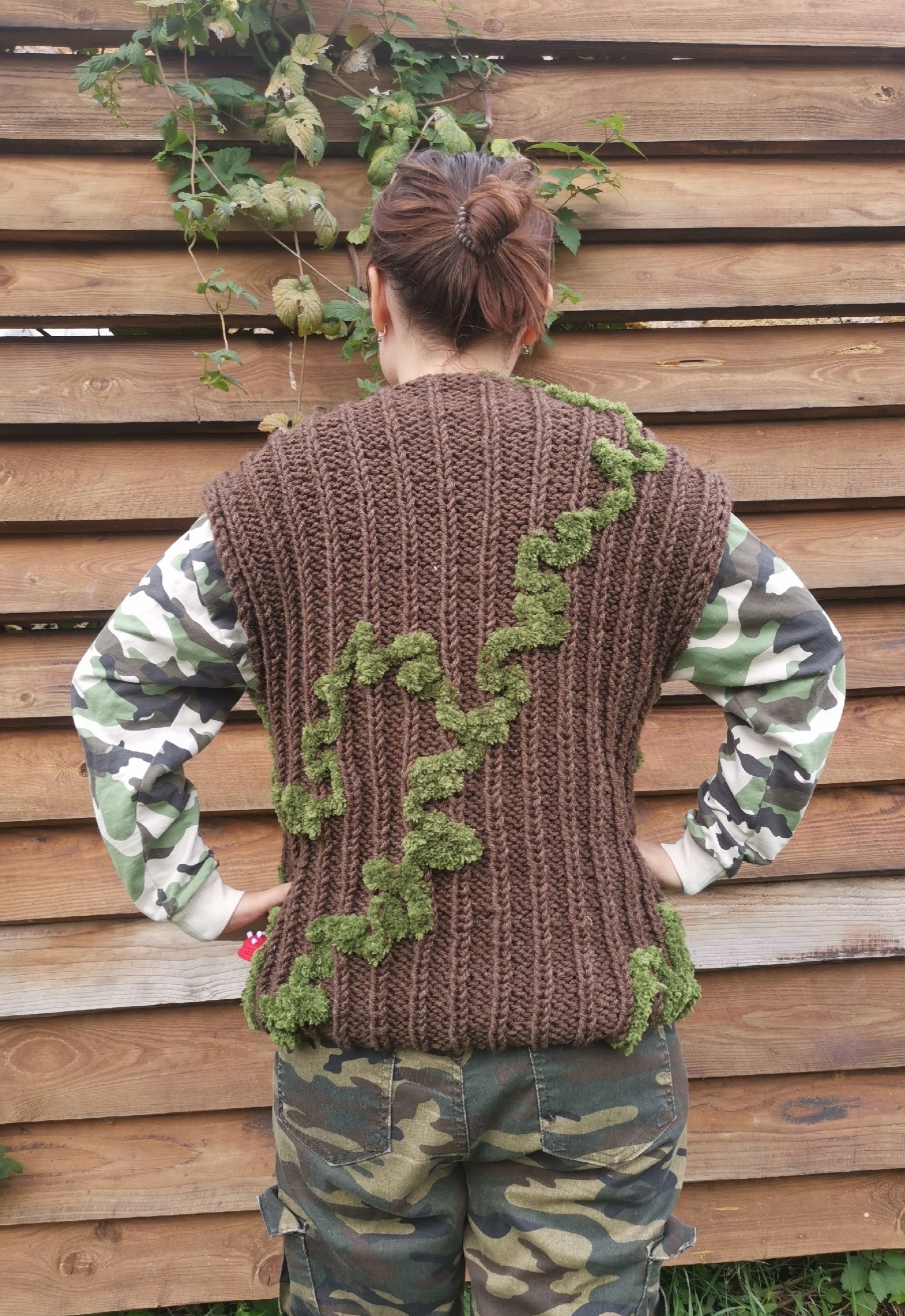 Mushroom stump vest - My, Crochet, Needlework without process, Amigurumi, Vest, Knitting, Knitting, Mushrooms, Cloth, Fly agaric, Stump, Longpost