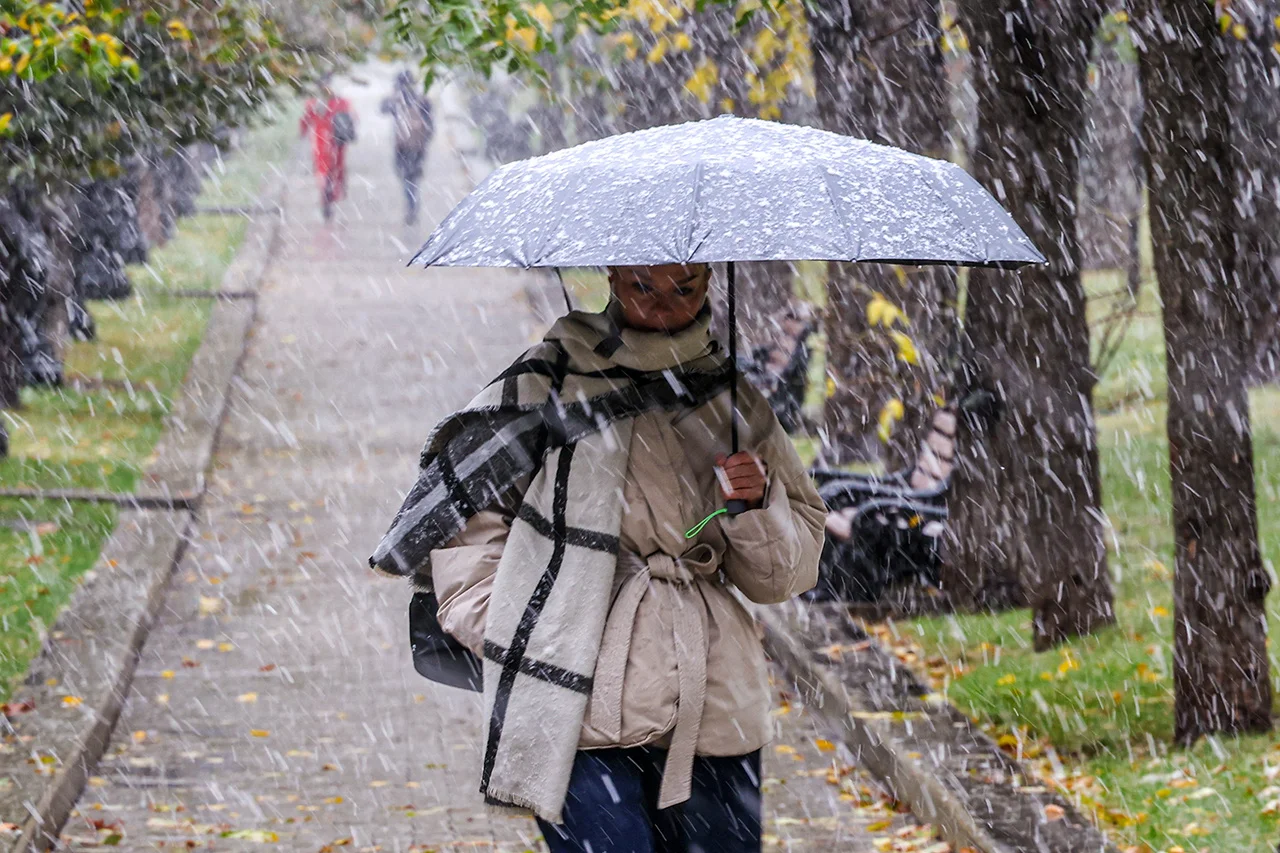 The first snow fell in Moscow: how the capital's residents react - Weather, Moscow, The photo, Video, Video VK, Longpost, Snow, October, Autumn, Reaction, Inhabitants