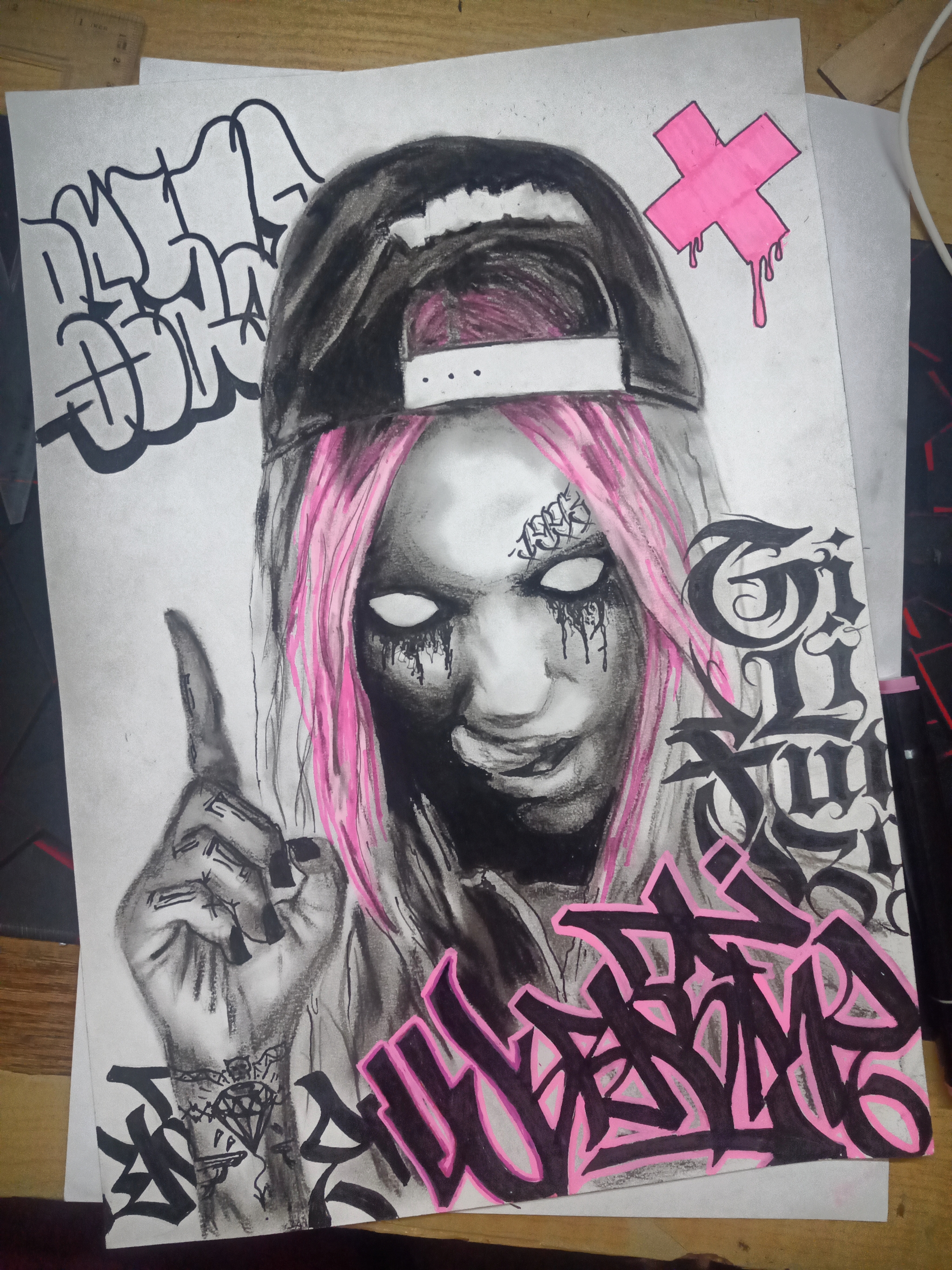 This is my first work in this style. - My, Painting, Swag, Darkness, Art, Rap, Graffiti