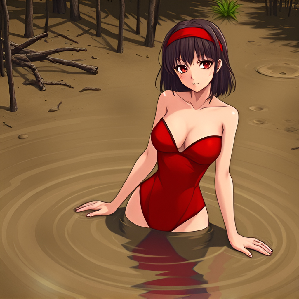 Girls in the swamps - Bathing, Girls, Swimsuit, Anime, Art, Swamp, Longpost