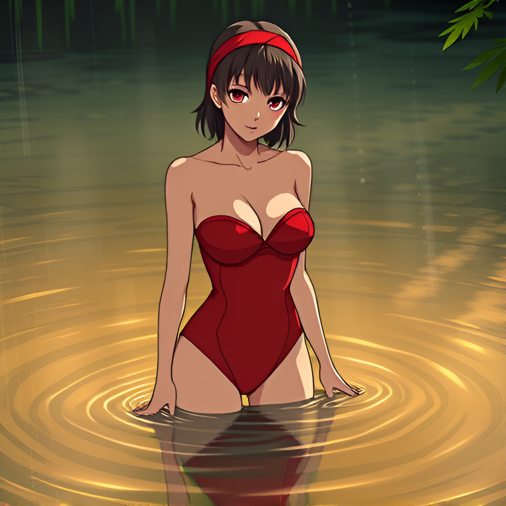 Girls in the swamps - Bathing, Girls, Swimsuit, Anime, Art, Swamp, Longpost