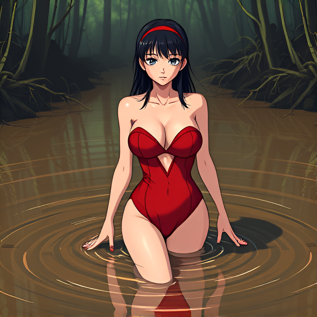 Girls in the swamps - Bathing, Girls, Swimsuit, Anime, Art, Swamp, Longpost